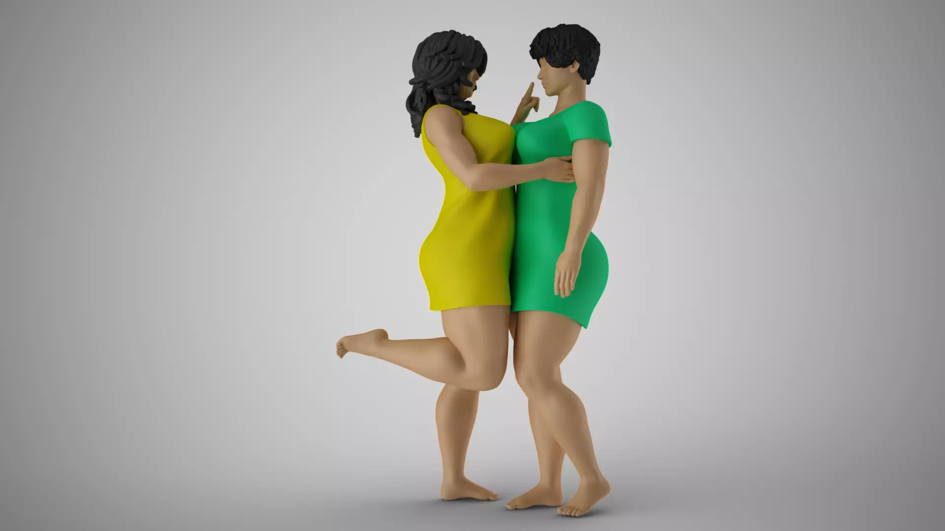 Sympathize two women hugging each 3D print model_0