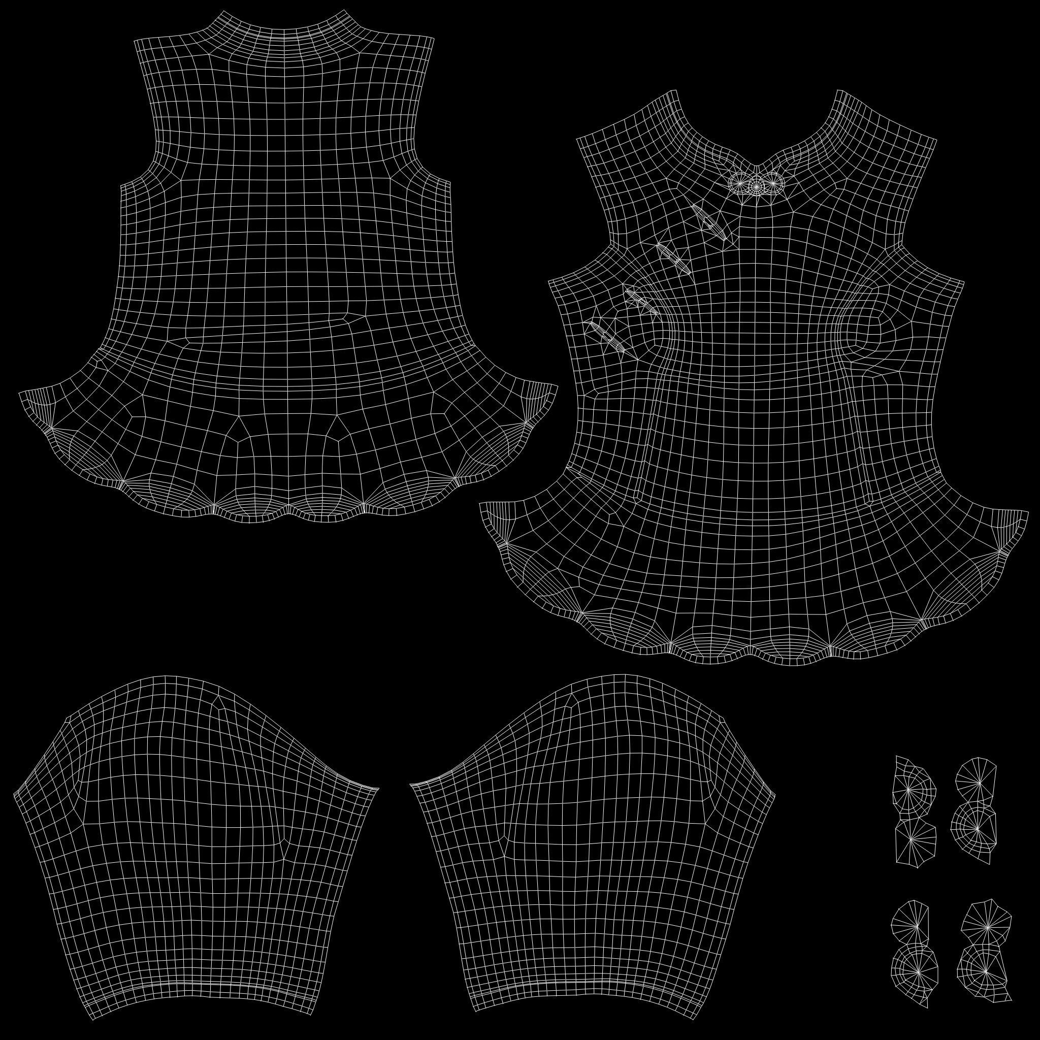 Scallops Bottom Red Asian Female Top Low-poly 3D model_12