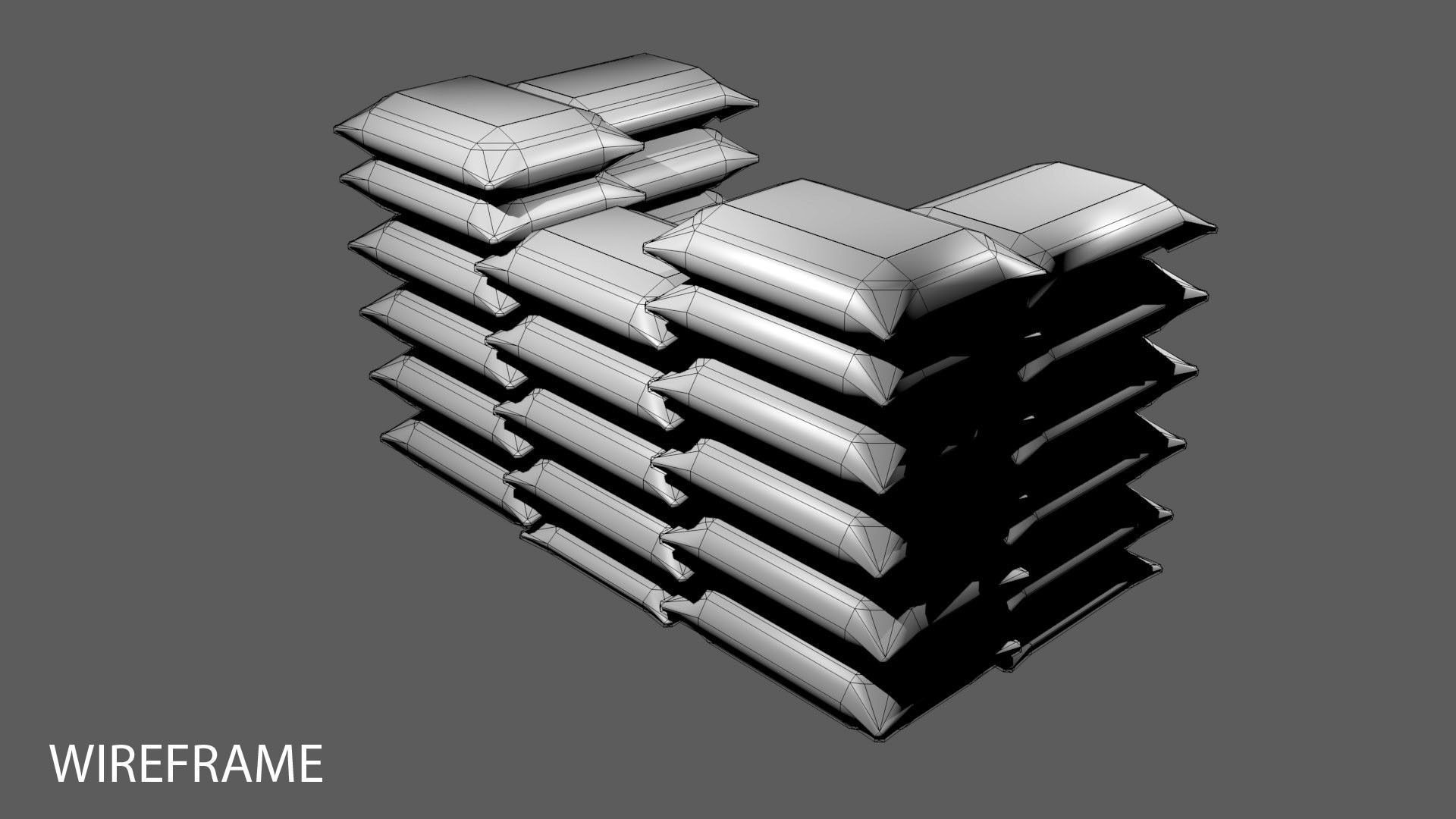 Sandbag Bunker - Square Hesco 3D model_3