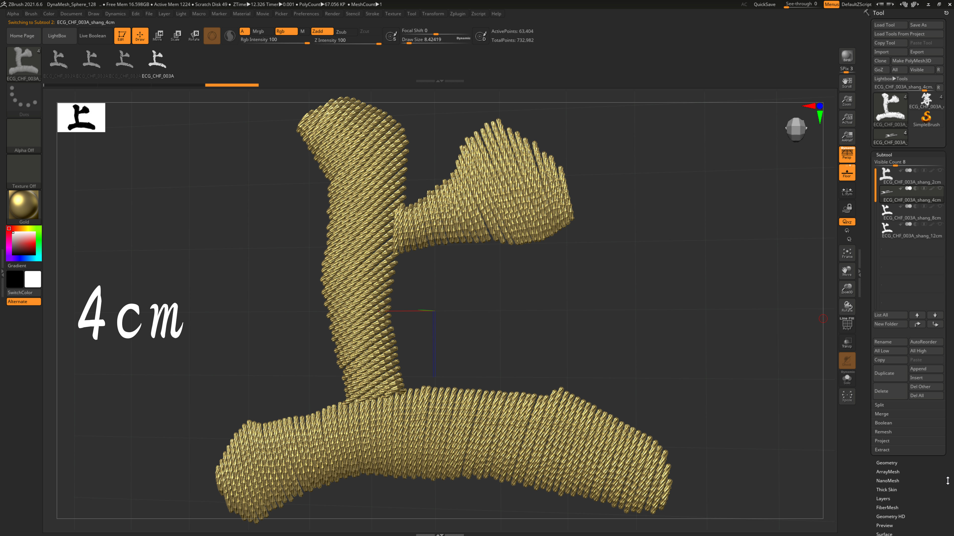 EmbroideryCG Font Chinese 03A shang 3D model 3D model_3