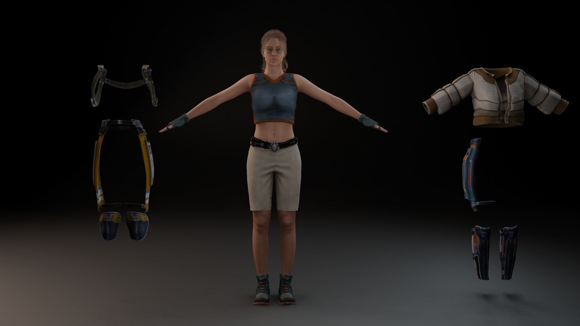 Realistic Female character low poly Low-poly 3D model_10