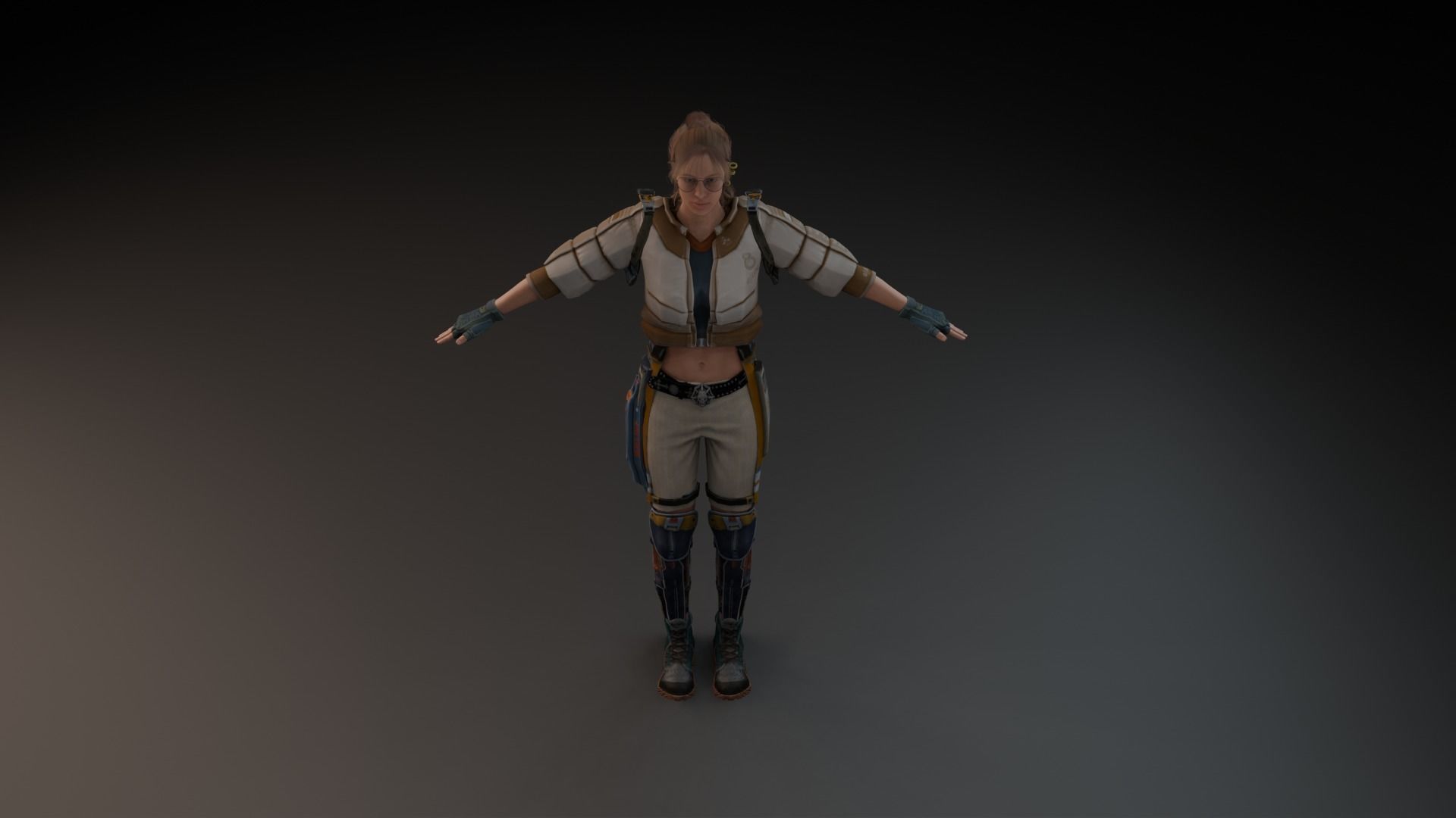 Realistic Female character low poly Low-poly 3D model_3