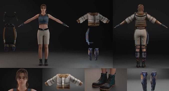 Realistic Female character low poly Low-poly 3D model