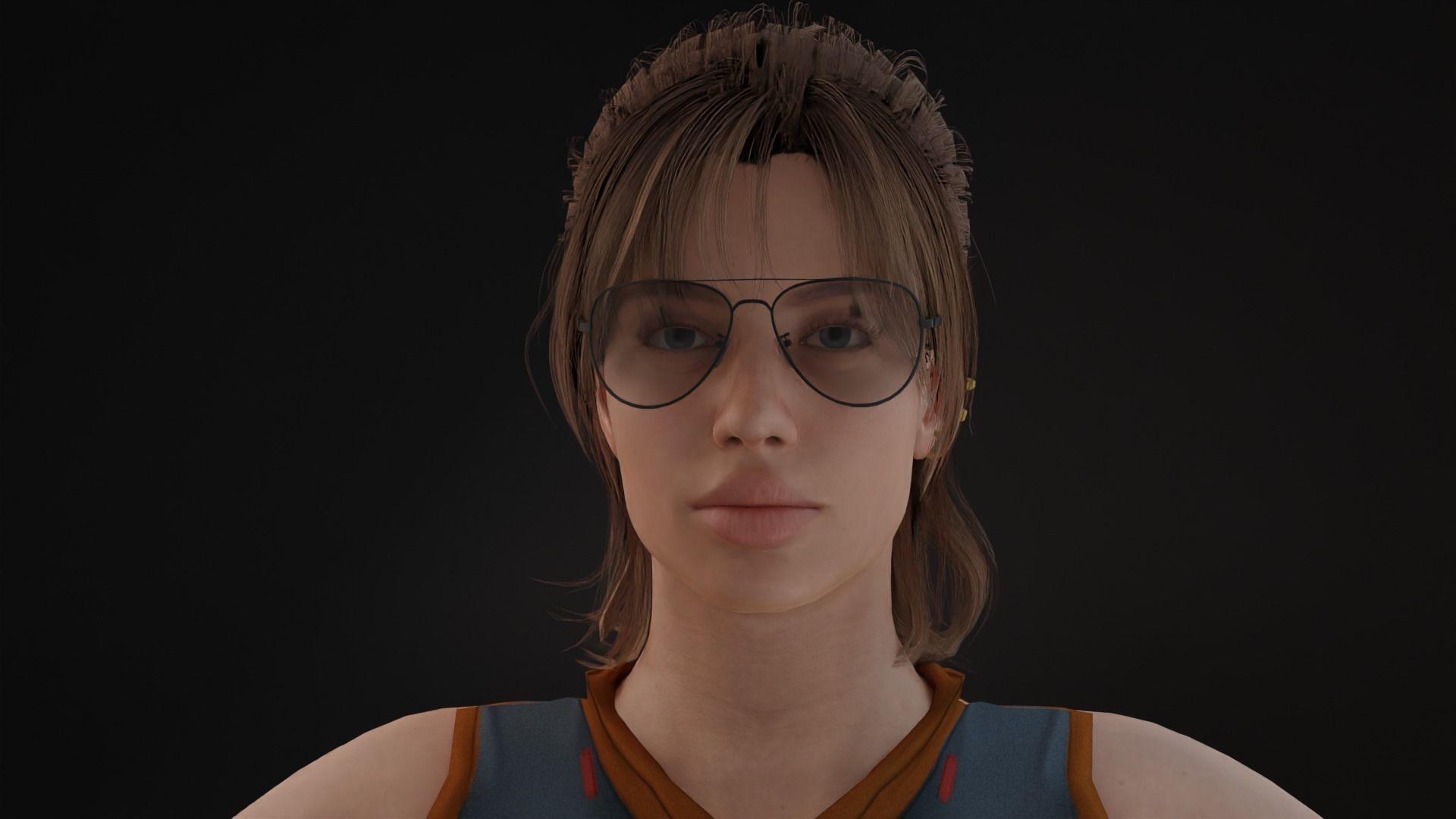 Realistic Female character low poly Low-poly 3D model_1