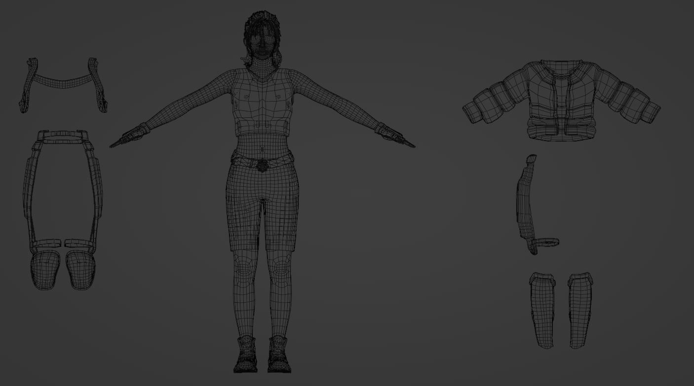 Realistic Female character low poly Low-poly 3D model_16