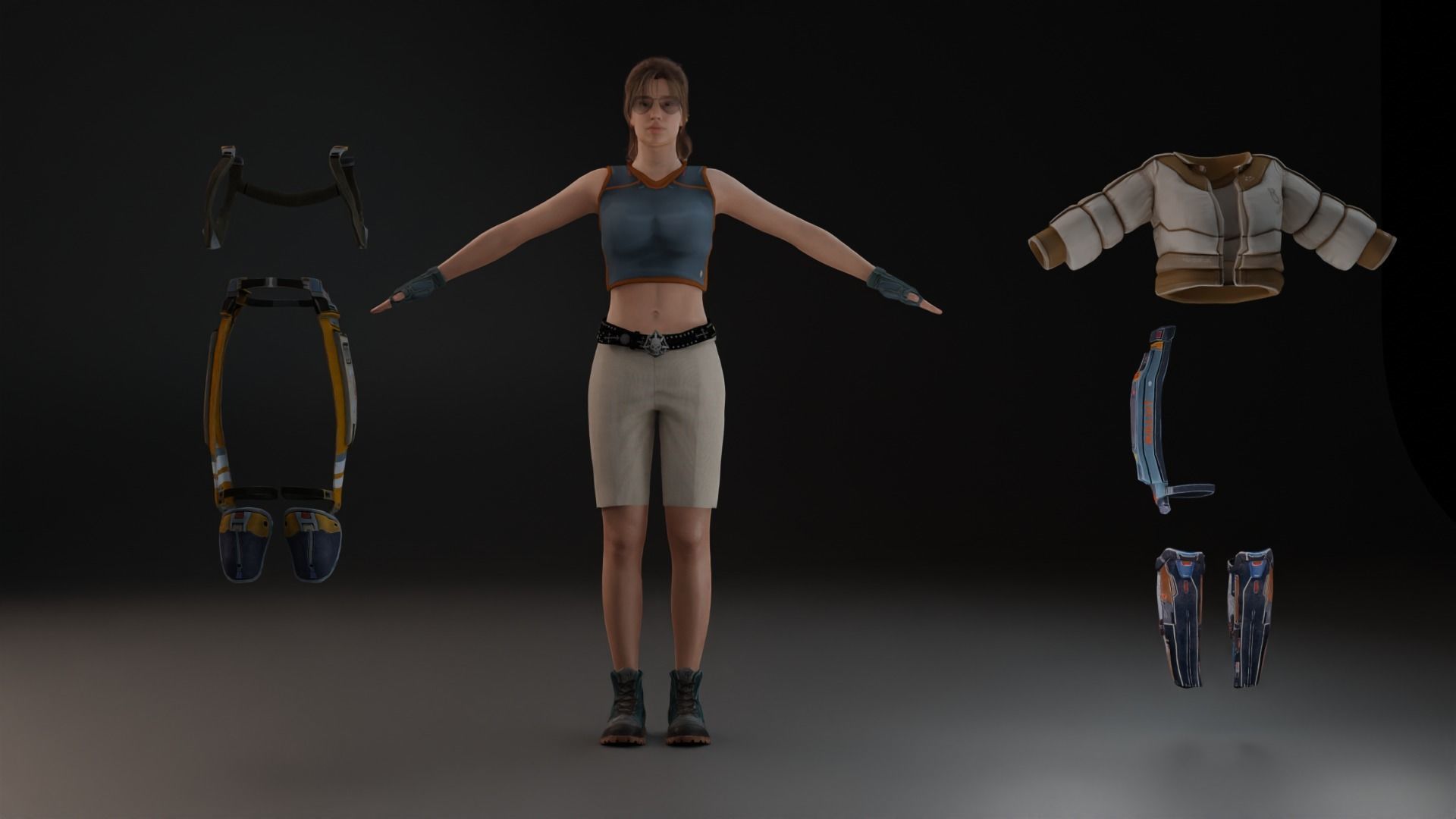 Realistic Female character low poly Low-poly 3D model_2