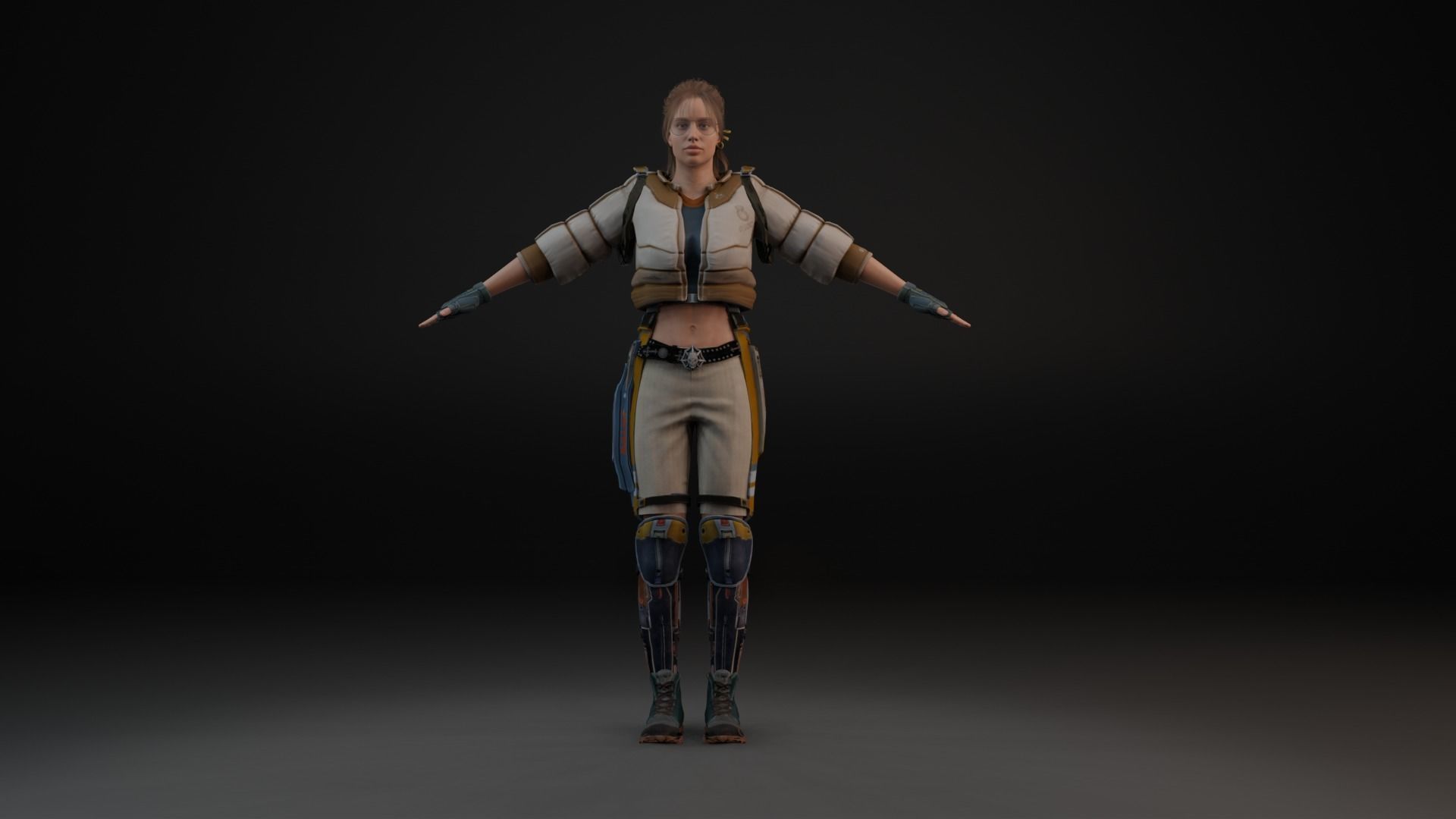 Realistic Female character low poly Low-poly 3D model_6