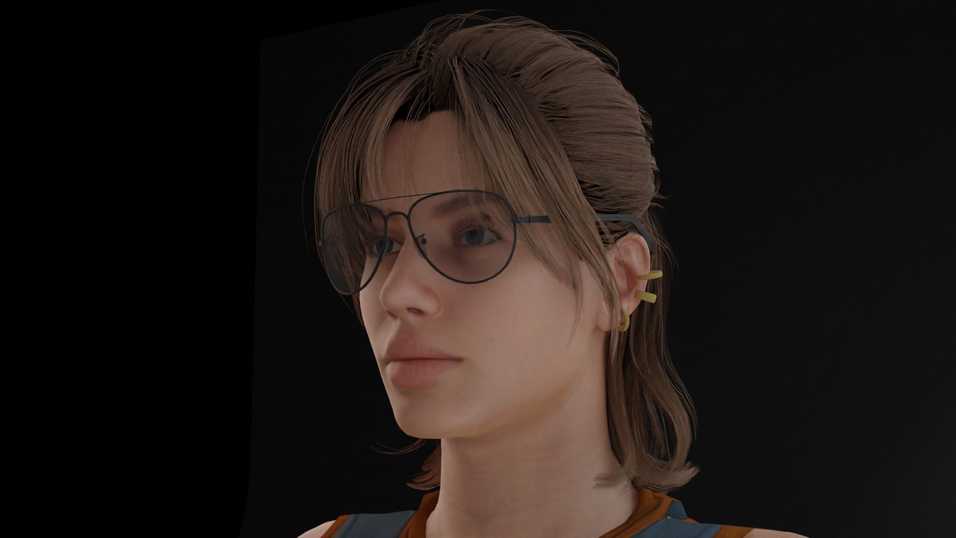 Realistic Female character low poly Low-poly 3D model_5