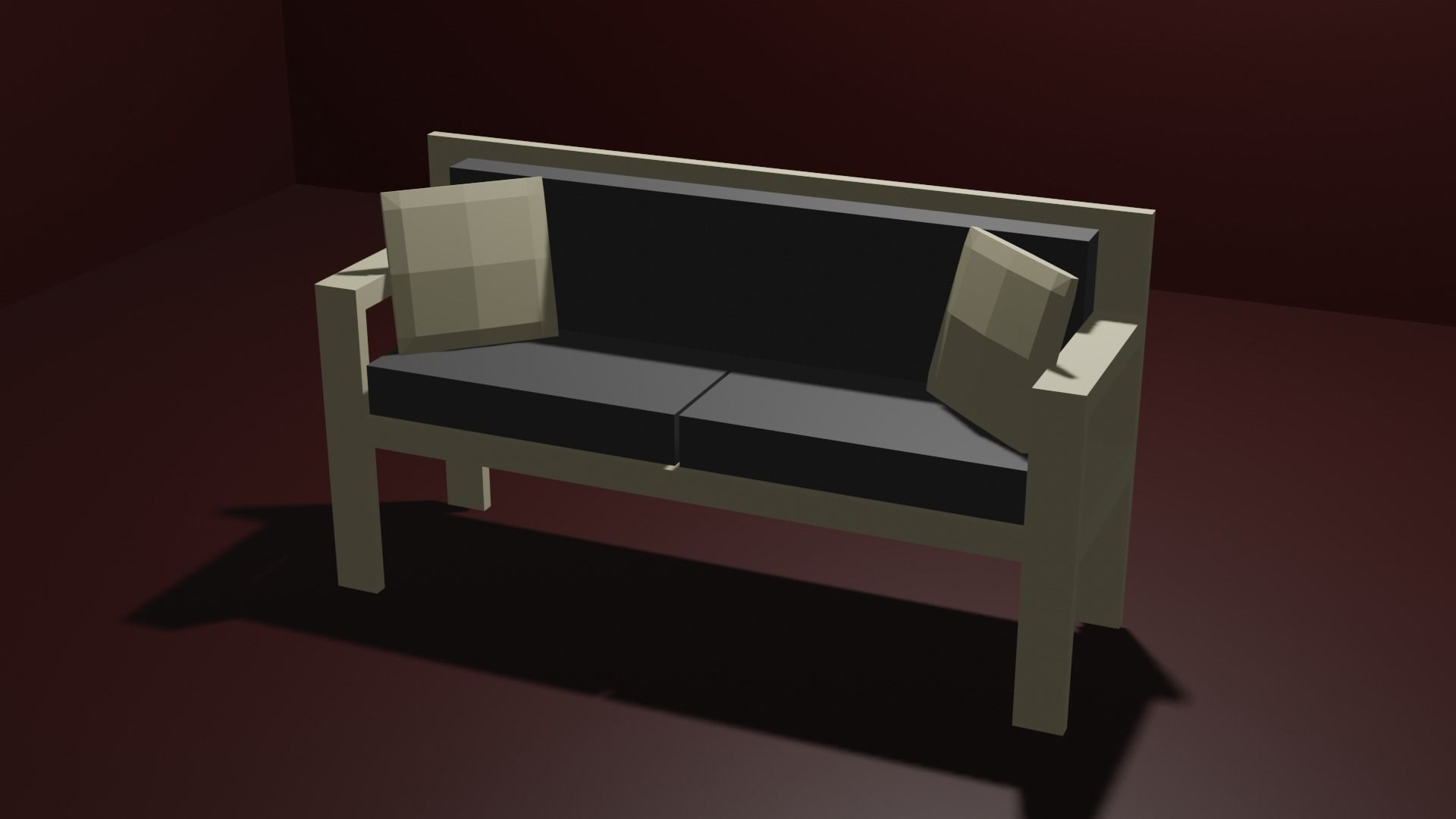 Sofa Couch Low Poly Low-poly 3D model_1