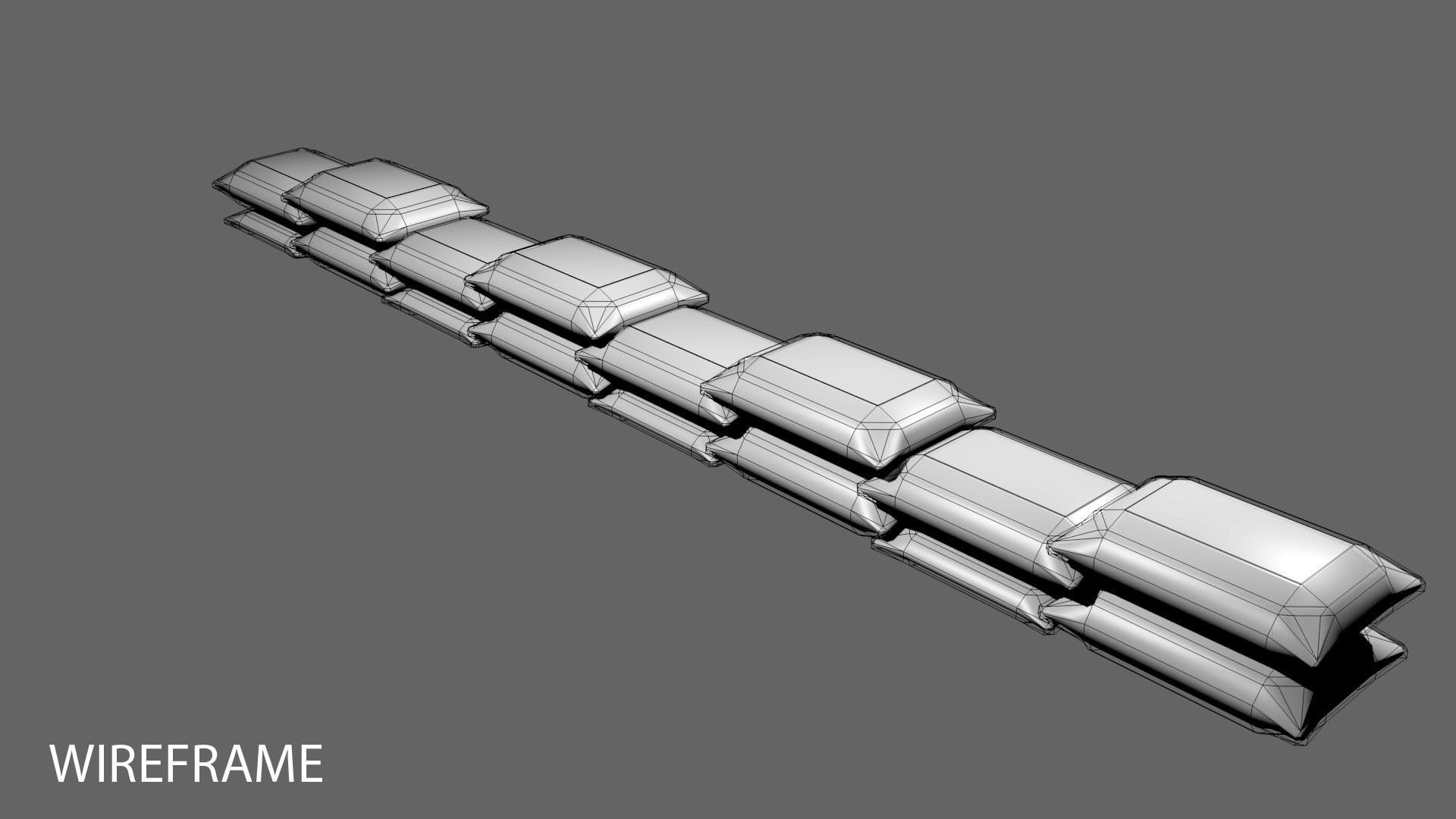 Sandbag Bunker - Wide Baricade 3D model_3