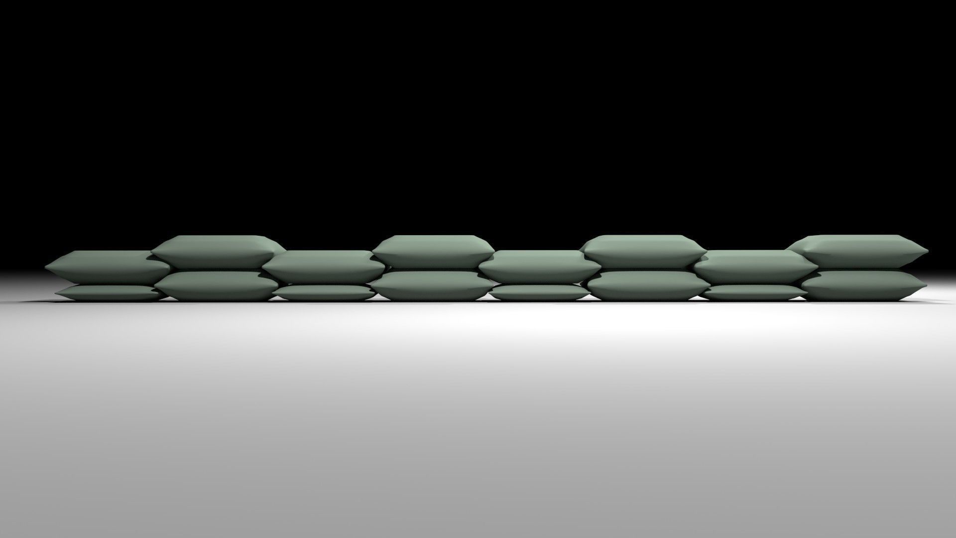 Sandbag Bunker - Wide Baricade 3D model_1