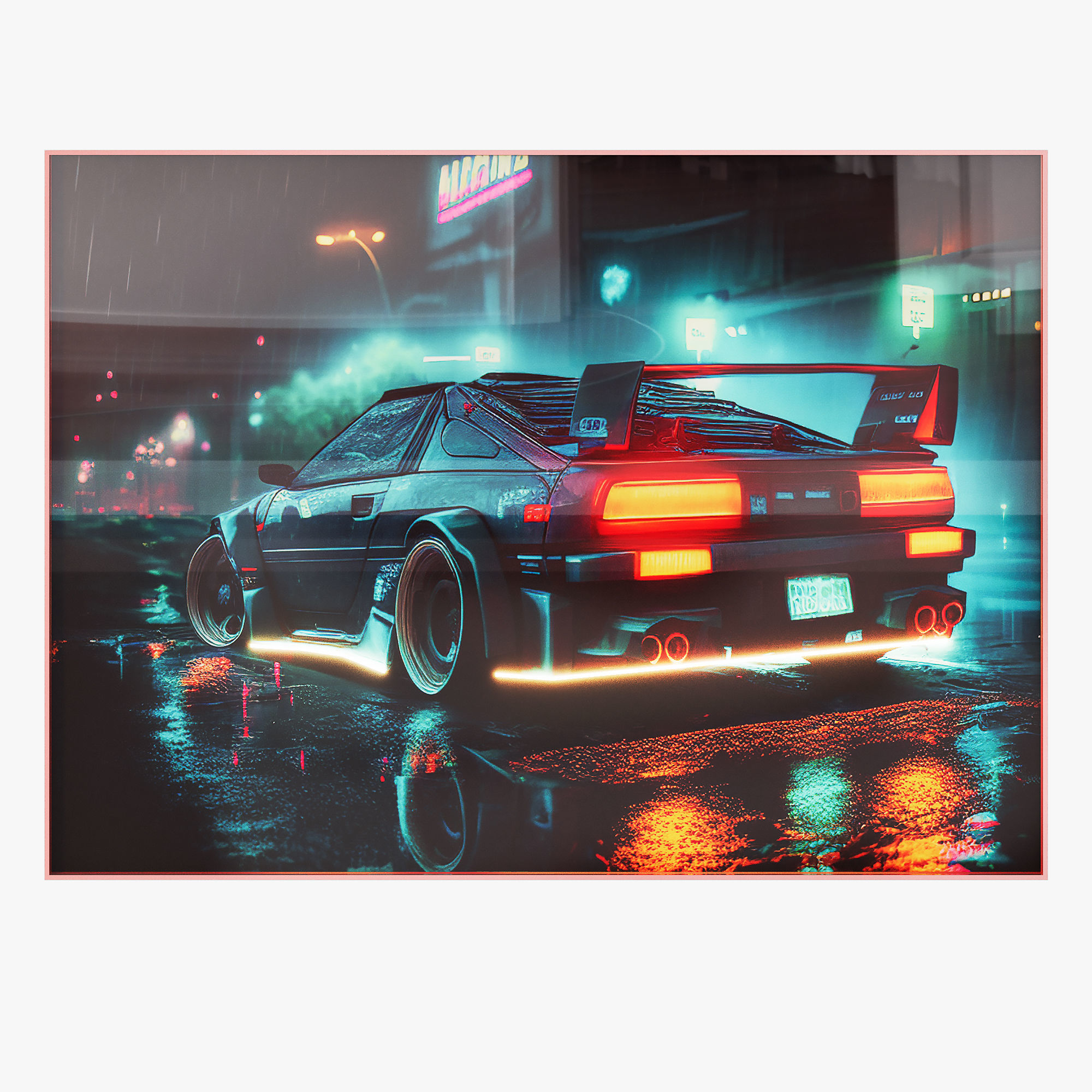 Cars of the future posters  with neon decor 3D model_3