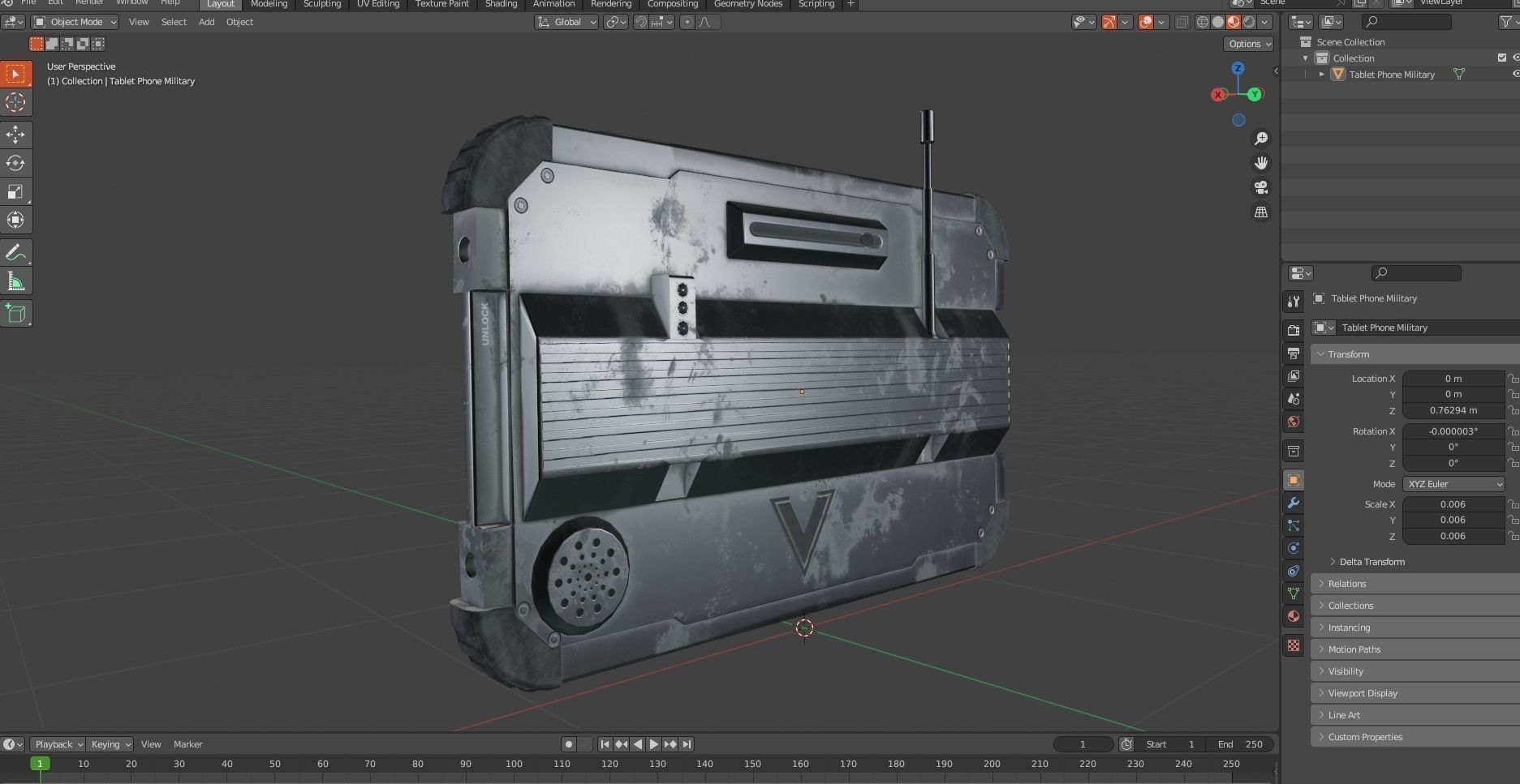 Tablet Phone Military Low-poly 3D model_13