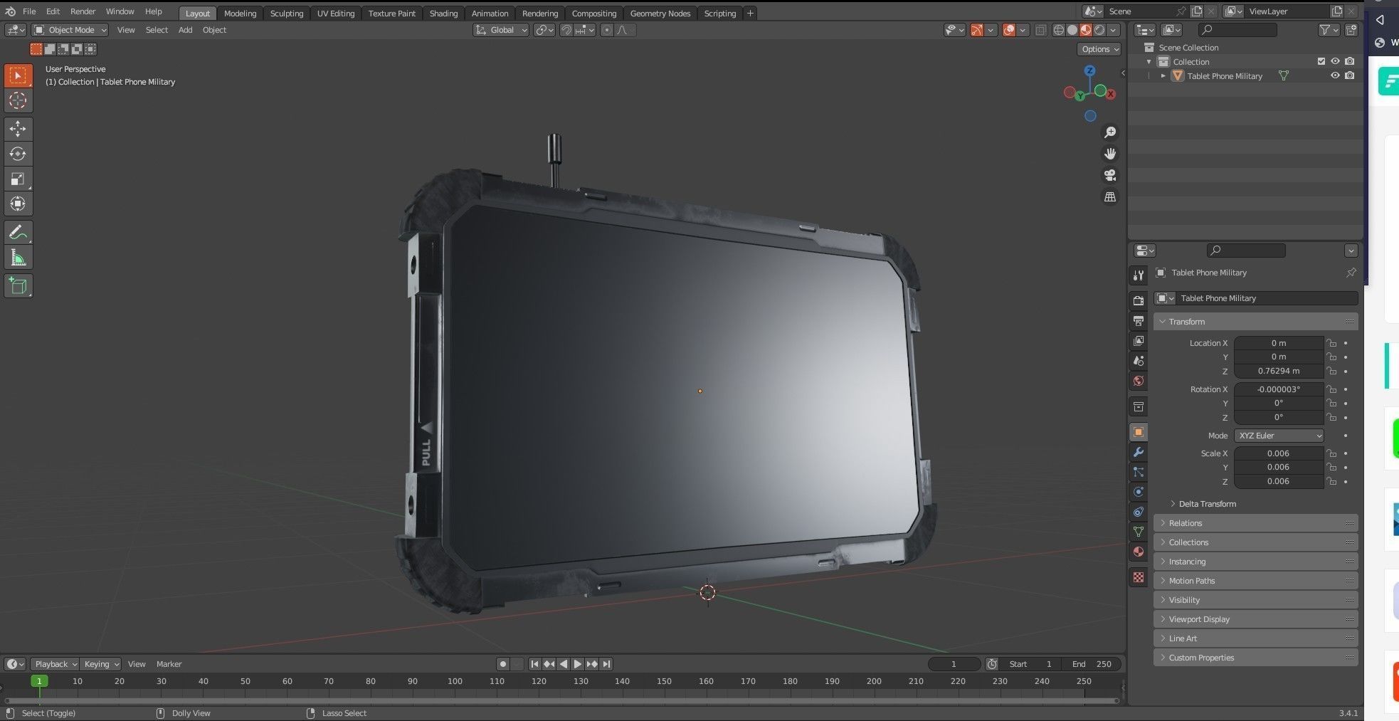 Tablet Phone Military Low-poly 3D model_12