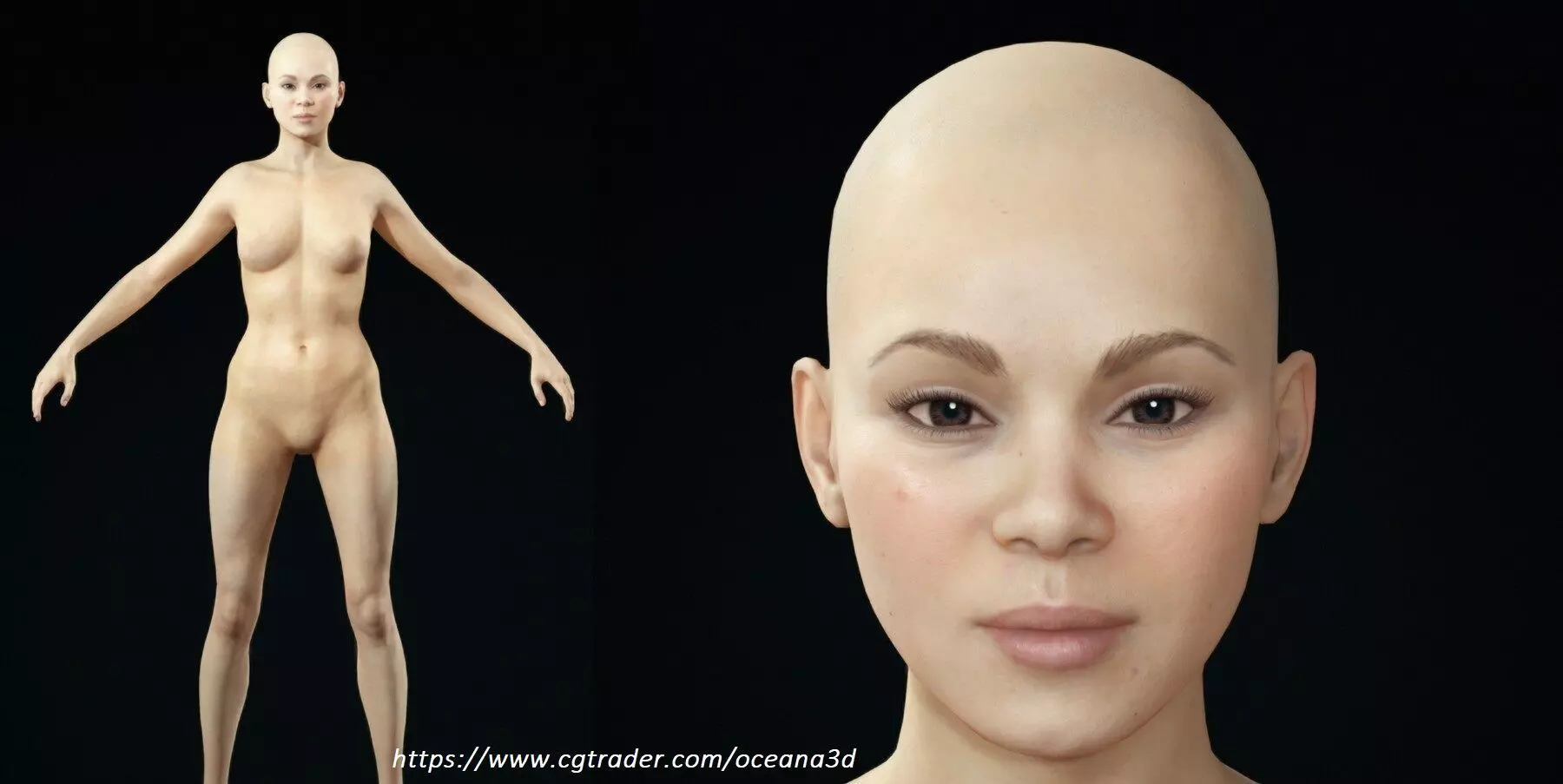 Realistic Asian Woman Base Model 3D model_0