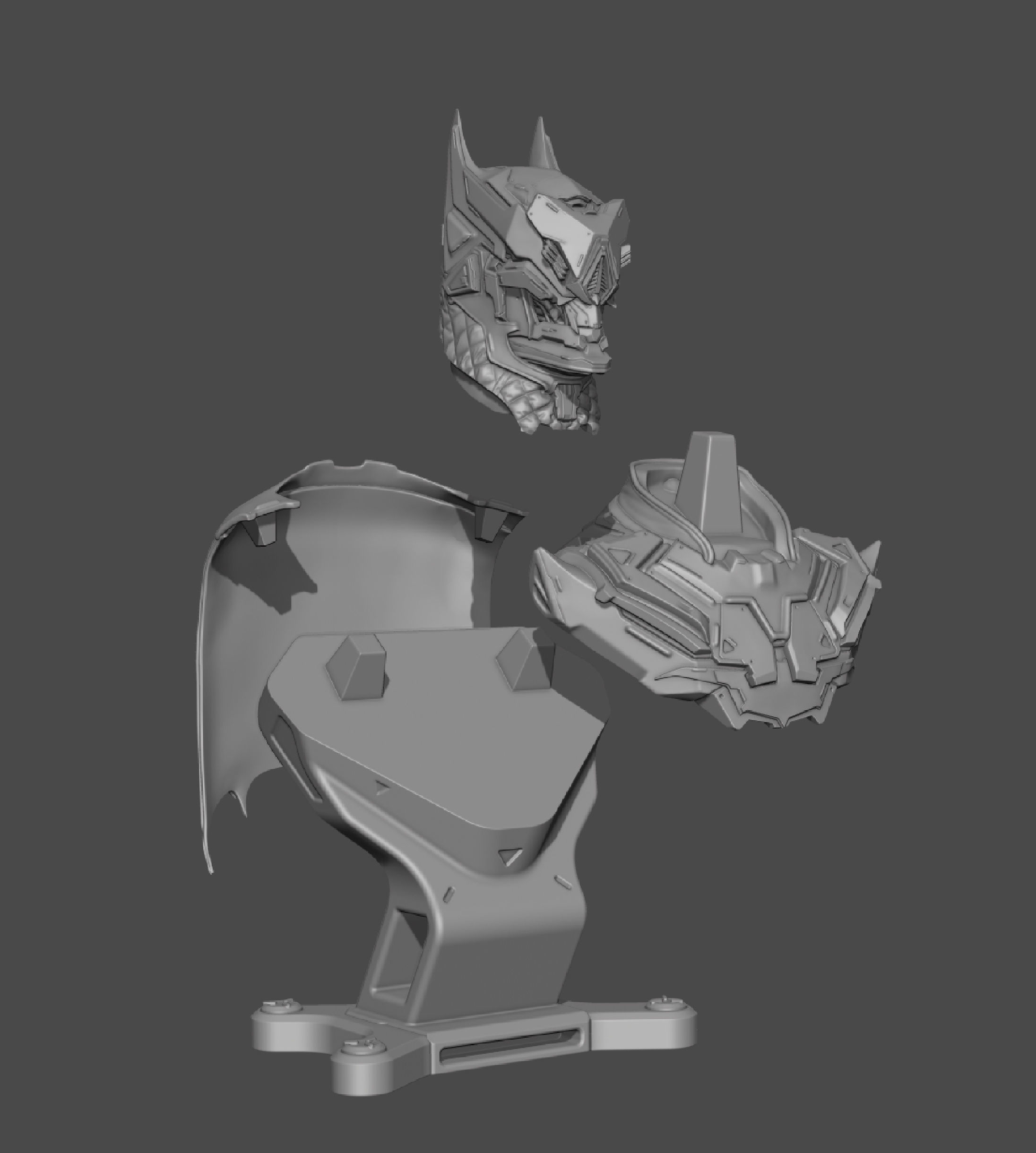 Batman Hardsurface bust 3D print model_3