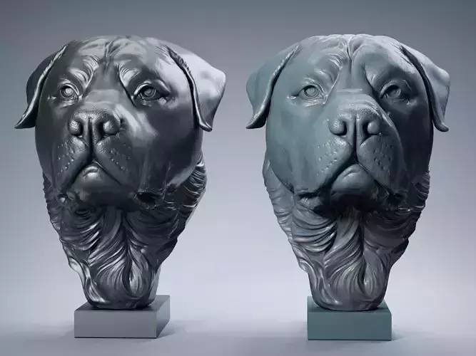 Rottweiler Head Sculpture