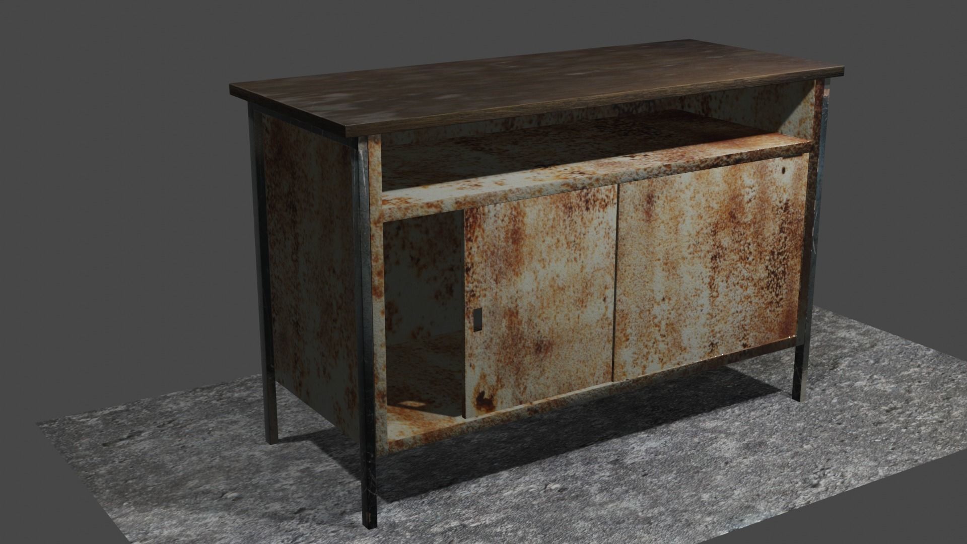 Rusty table Low-poly 3D model_2