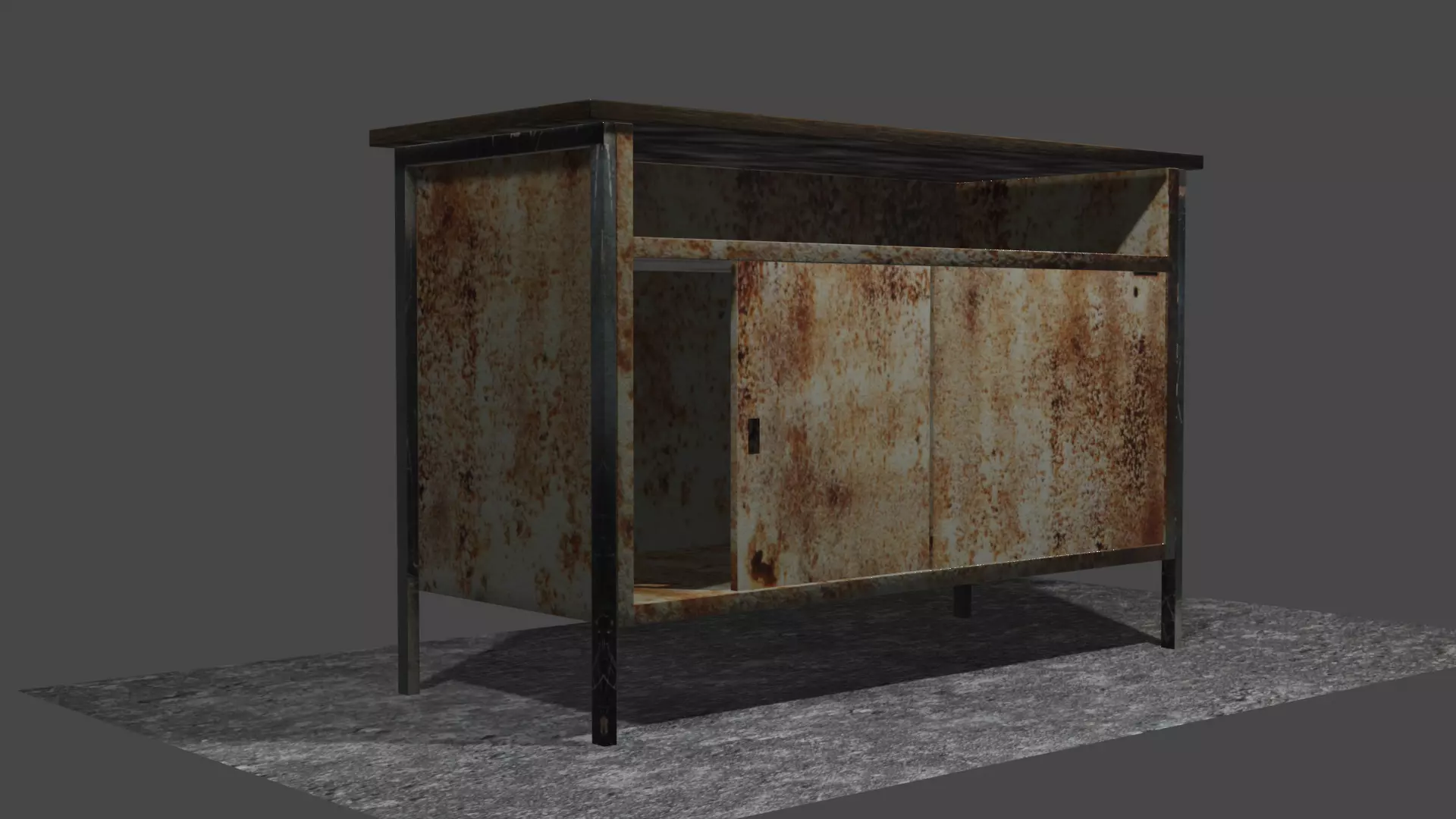 Rusty table Low-poly 3D model_0
