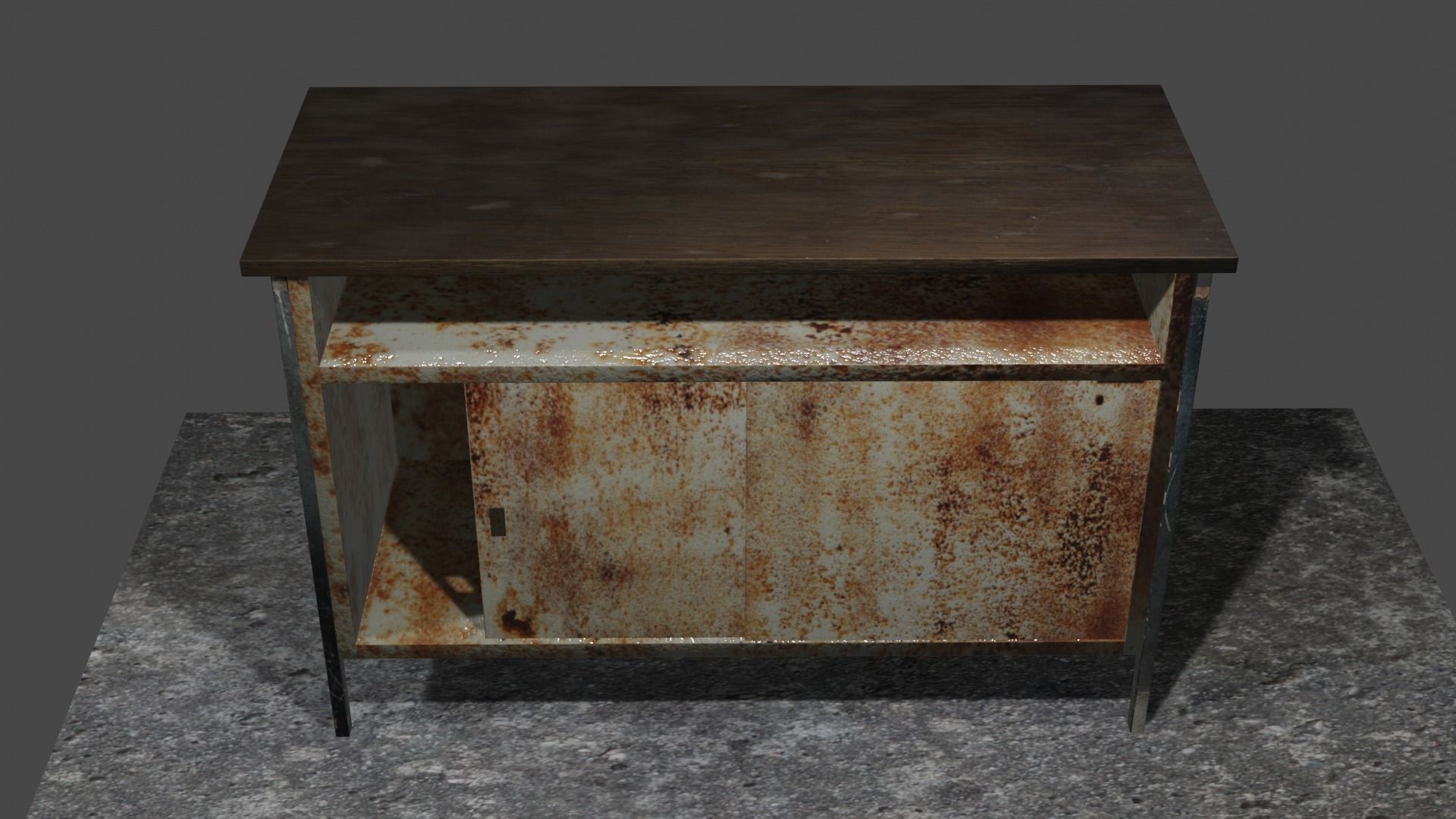 Rusty table Low-poly 3D model_1
