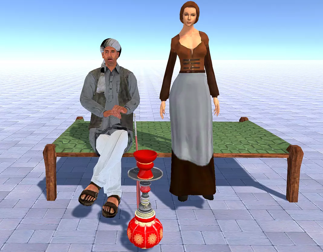 Medieval Indian Bed Hoka Farmer Low-poly 3D model