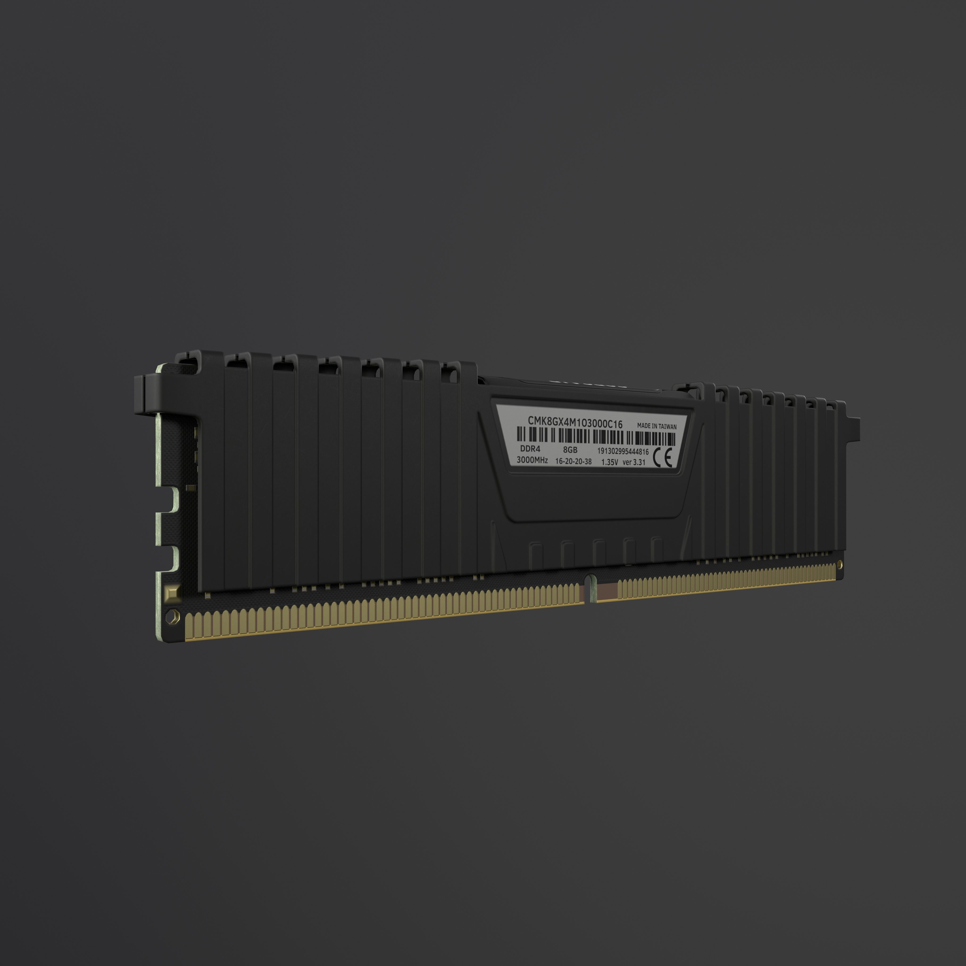 Corsair Vengeance LPX DDR4 RAM Low-poly 3D model_8