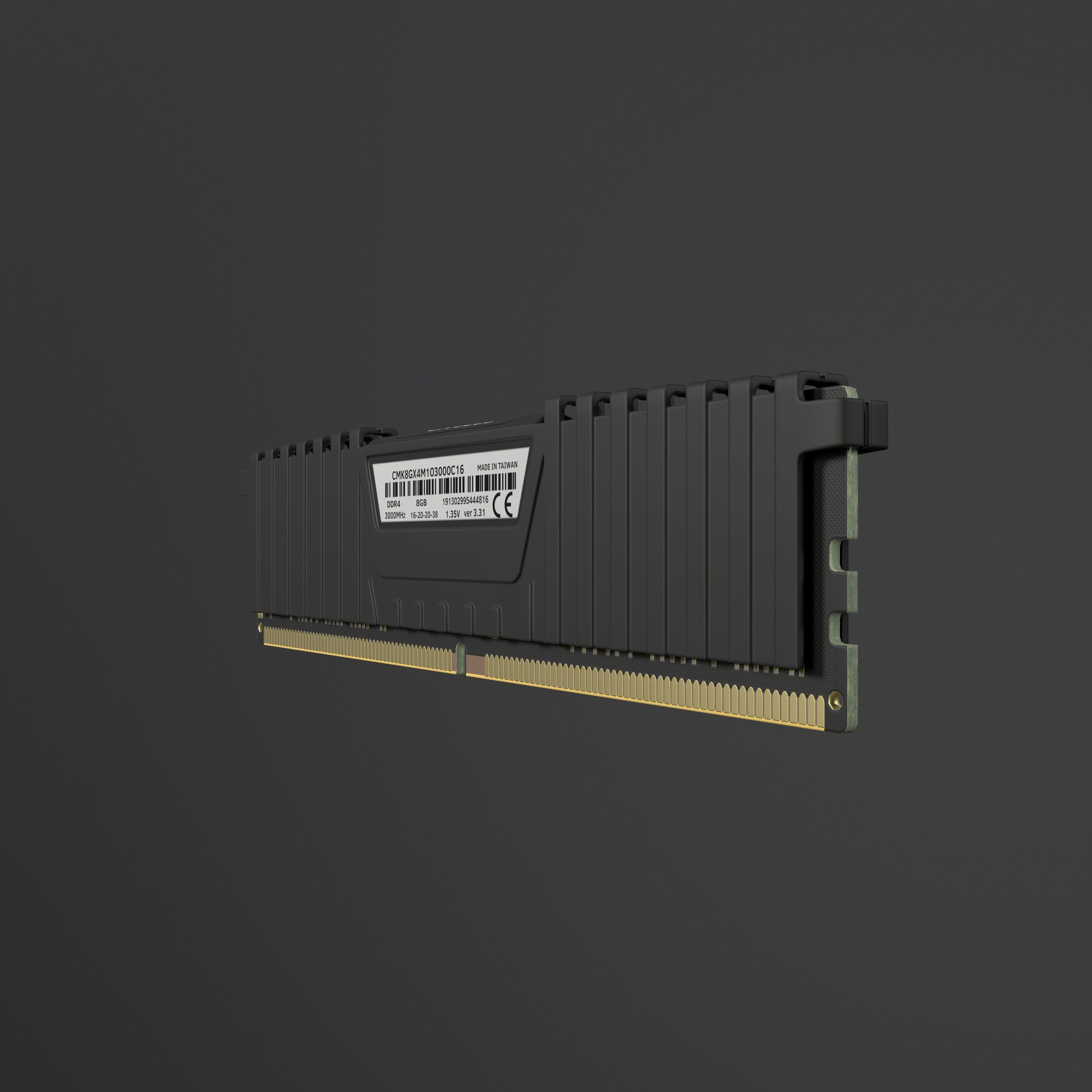 Corsair Vengeance LPX DDR4 RAM Low-poly 3D model_6