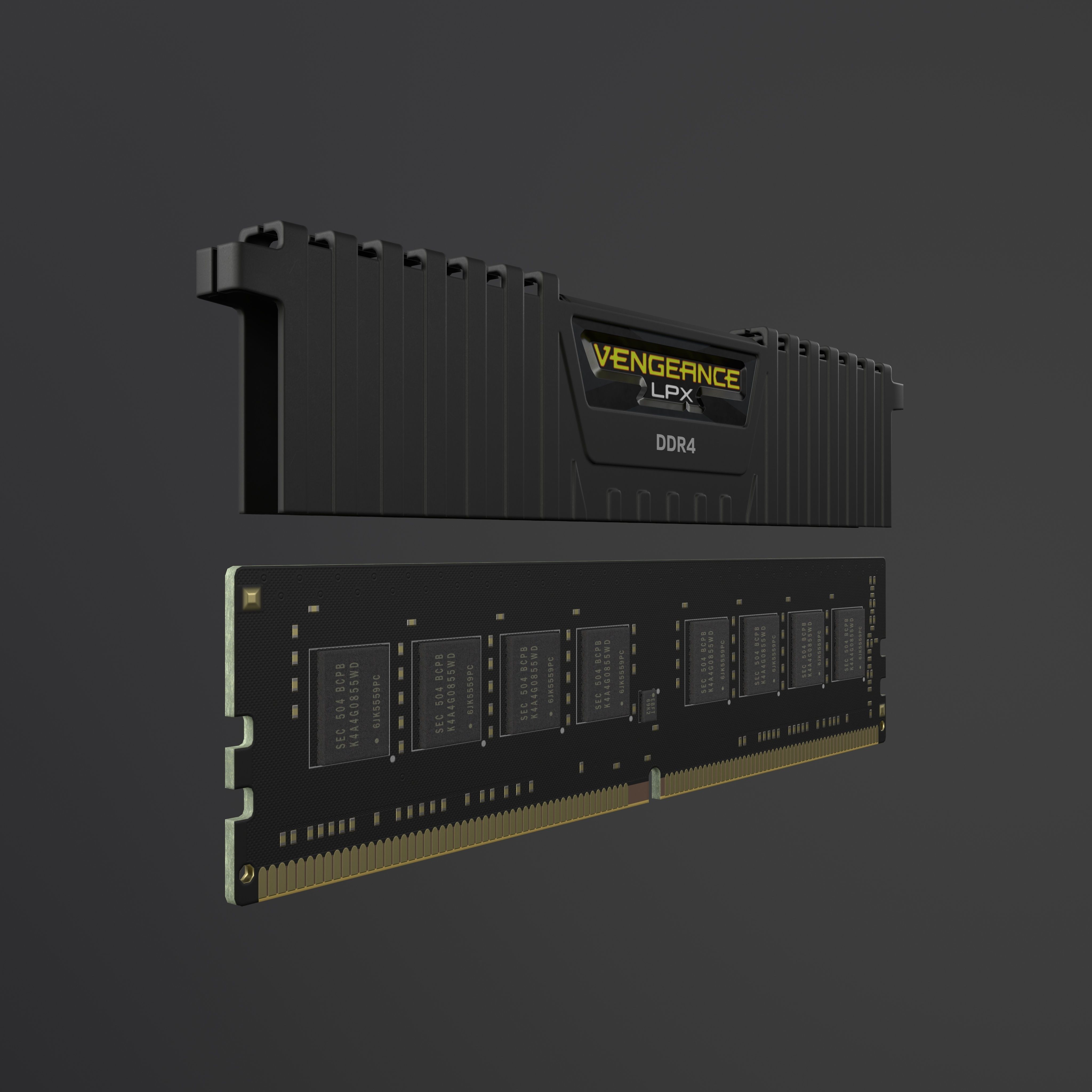 Corsair Vengeance LPX DDR4 RAM Low-poly 3D model_13