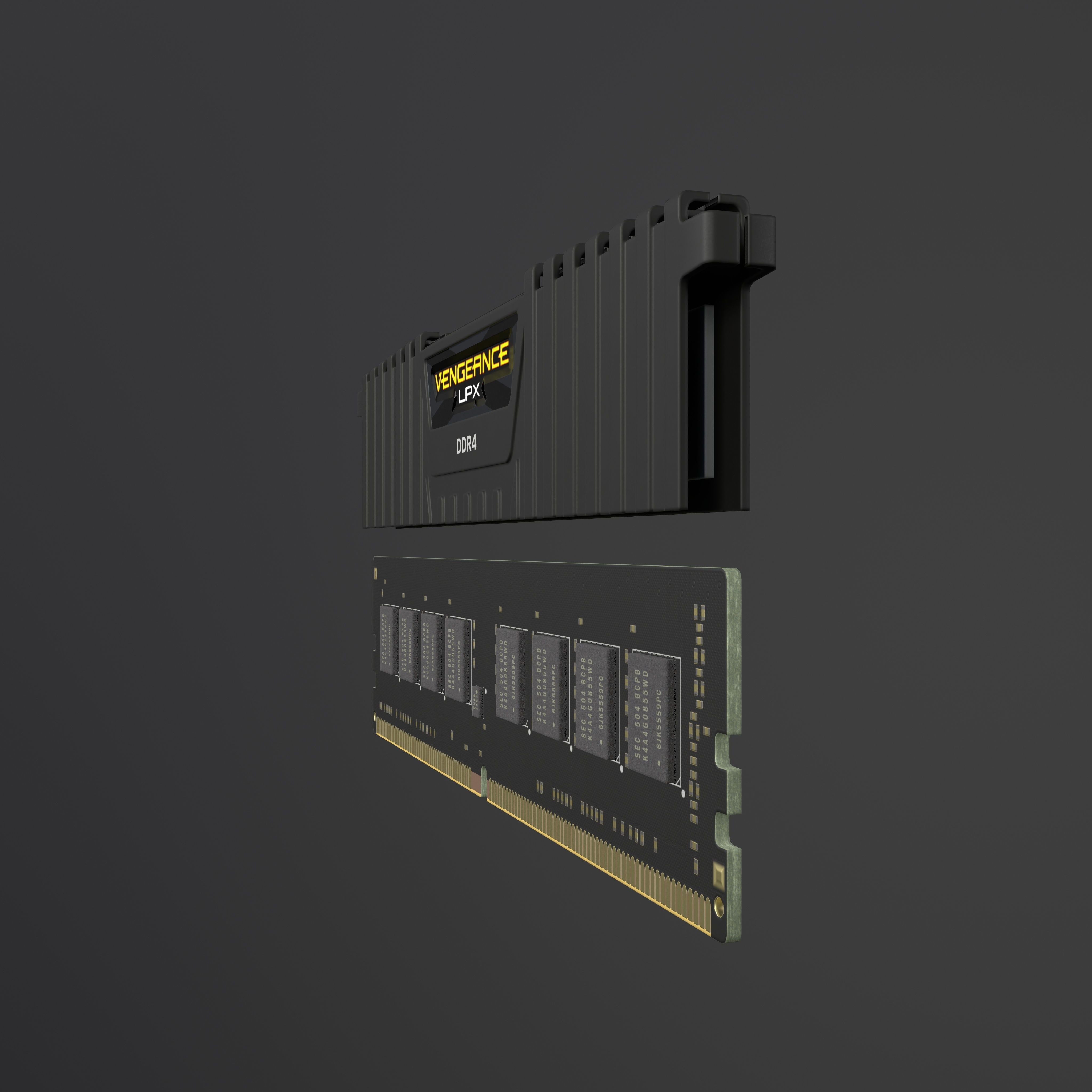 Corsair Vengeance LPX DDR4 RAM Low-poly 3D model_18