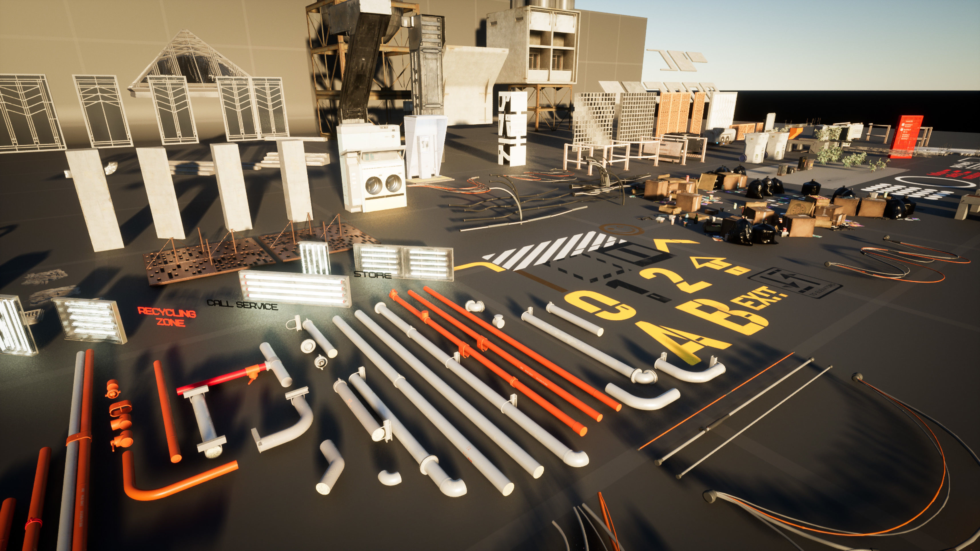 Cyberpunk Apartment Block 2 in 1 Bundle UE5 Low-poly 3D model_7