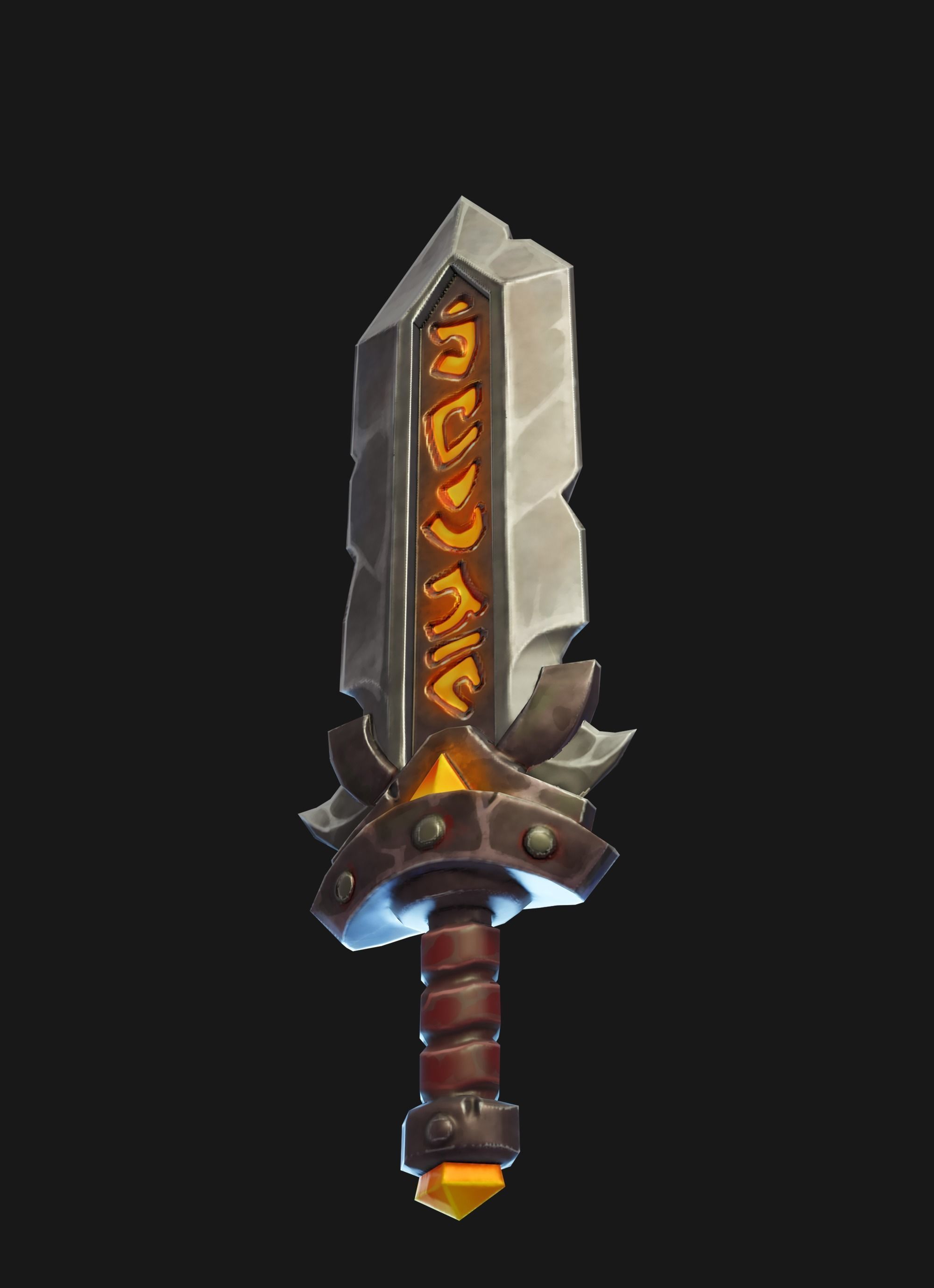 Stylized Sword Weapon Low Poly Game Ready Low-poly 3D model_4