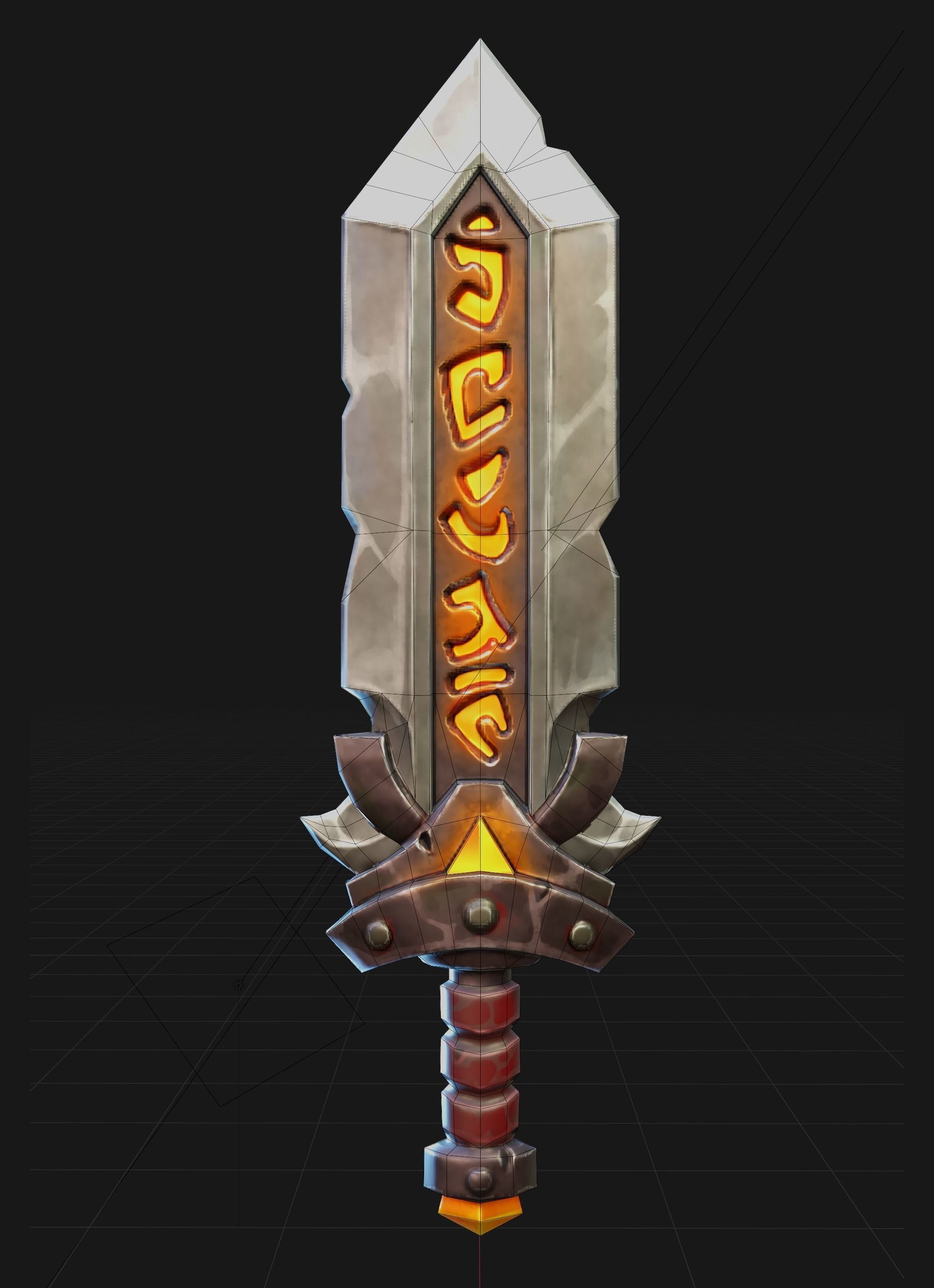 Stylized Sword Weapon Low Poly Game Ready Low-poly 3D model_1