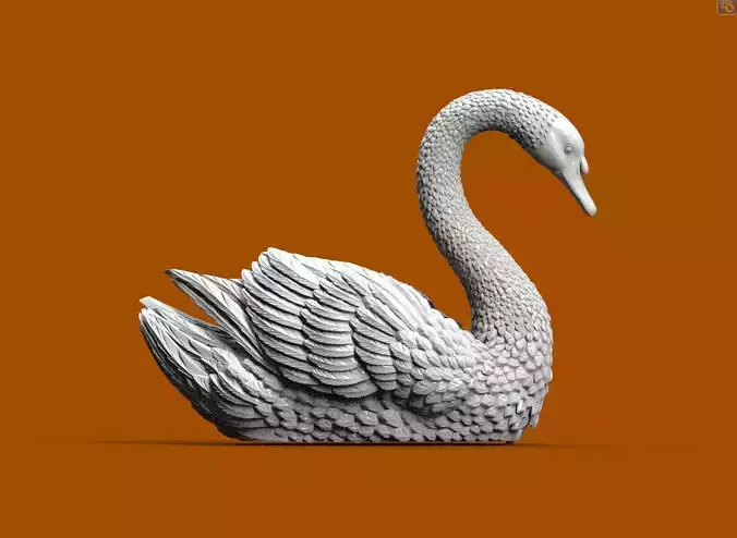 swan sculpture 3D print model