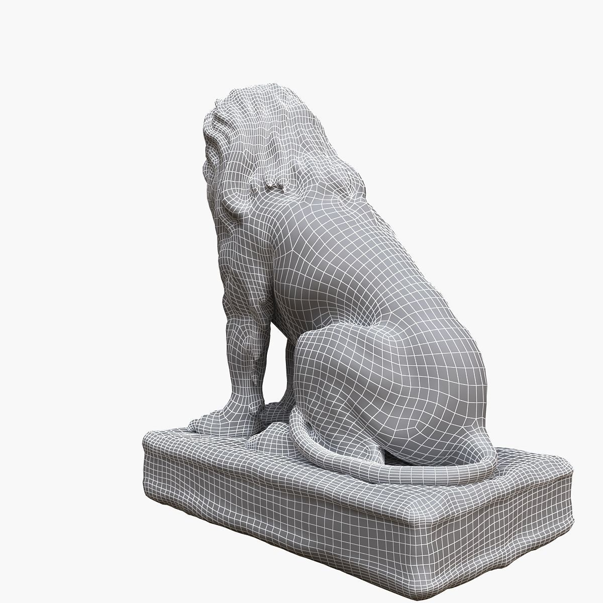 Lion Sculpture Low-poly 3D model_9