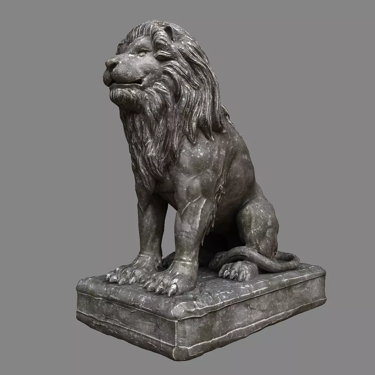Lion Sculpture Low-poly 3D model_0