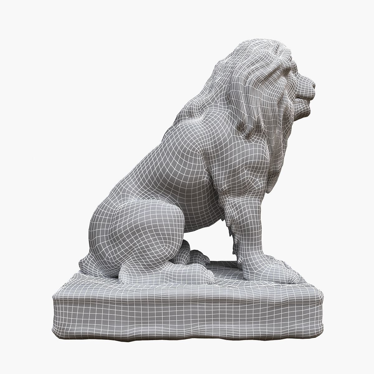 Lion Sculpture Low-poly 3D model_8