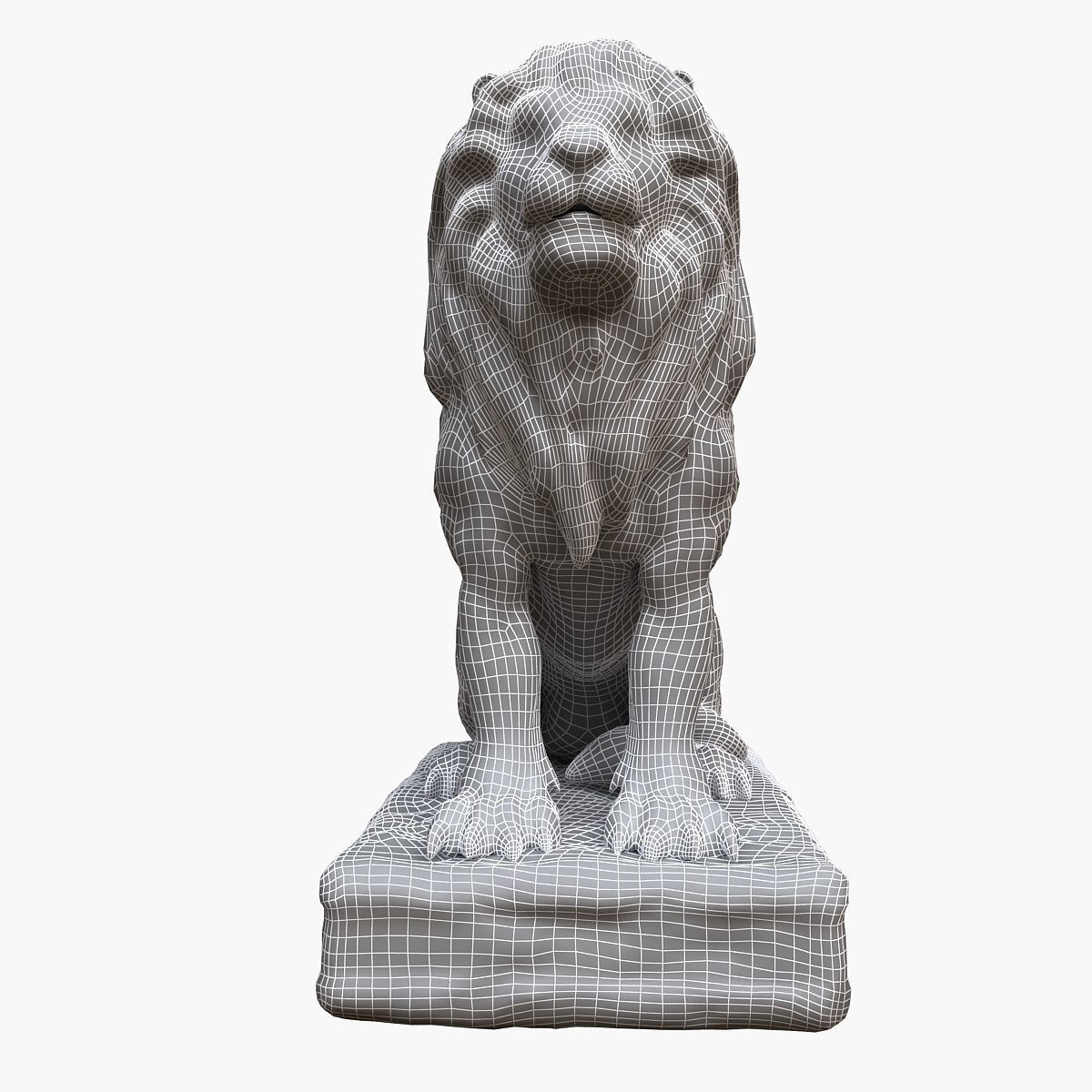 Lion Sculpture Low-poly 3D model_7