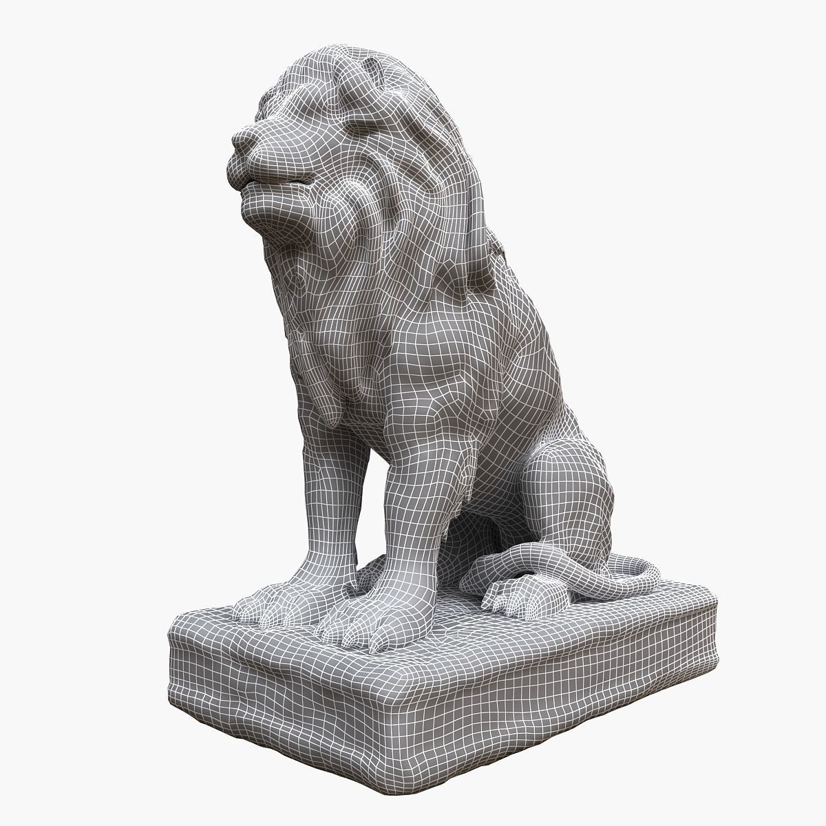 Lion Sculpture Low-poly 3D model_6