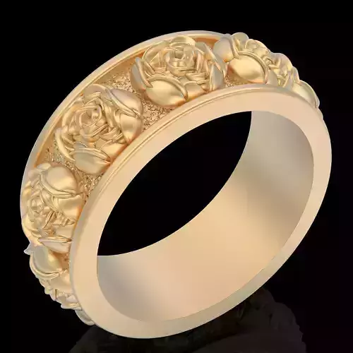 Flower ring silver gold printable jewelry 3D model