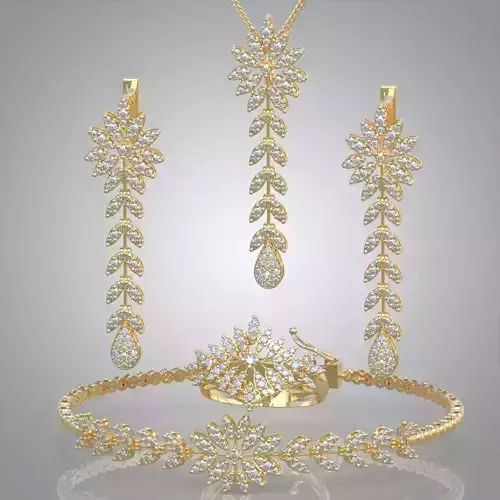 Ring Bracelet Earring and Pendant Set 3D printable model 0003 3D Model Collection