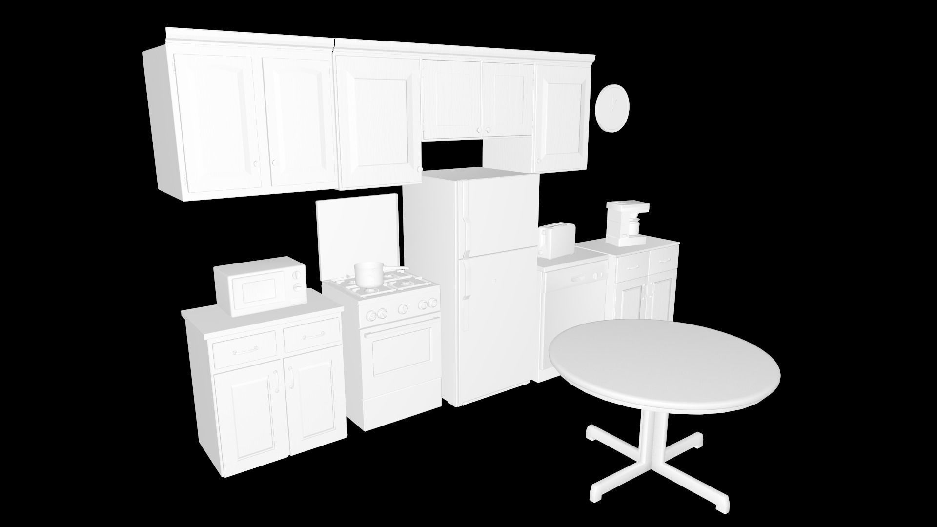Kitchen Pack 90s Low-poly 3D model_14