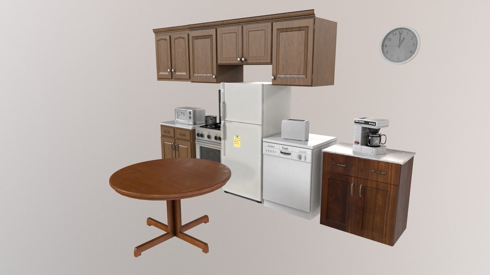 Kitchen Pack 90s Low-poly 3D model_3
