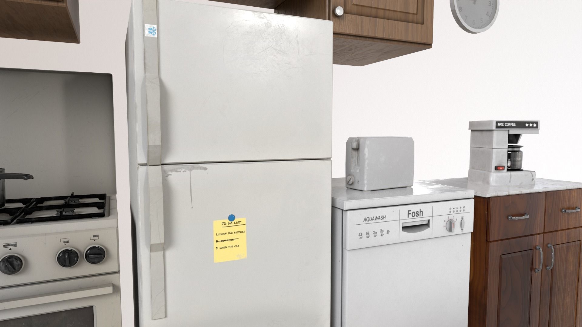 Kitchen Pack 90s Low-poly 3D model_9