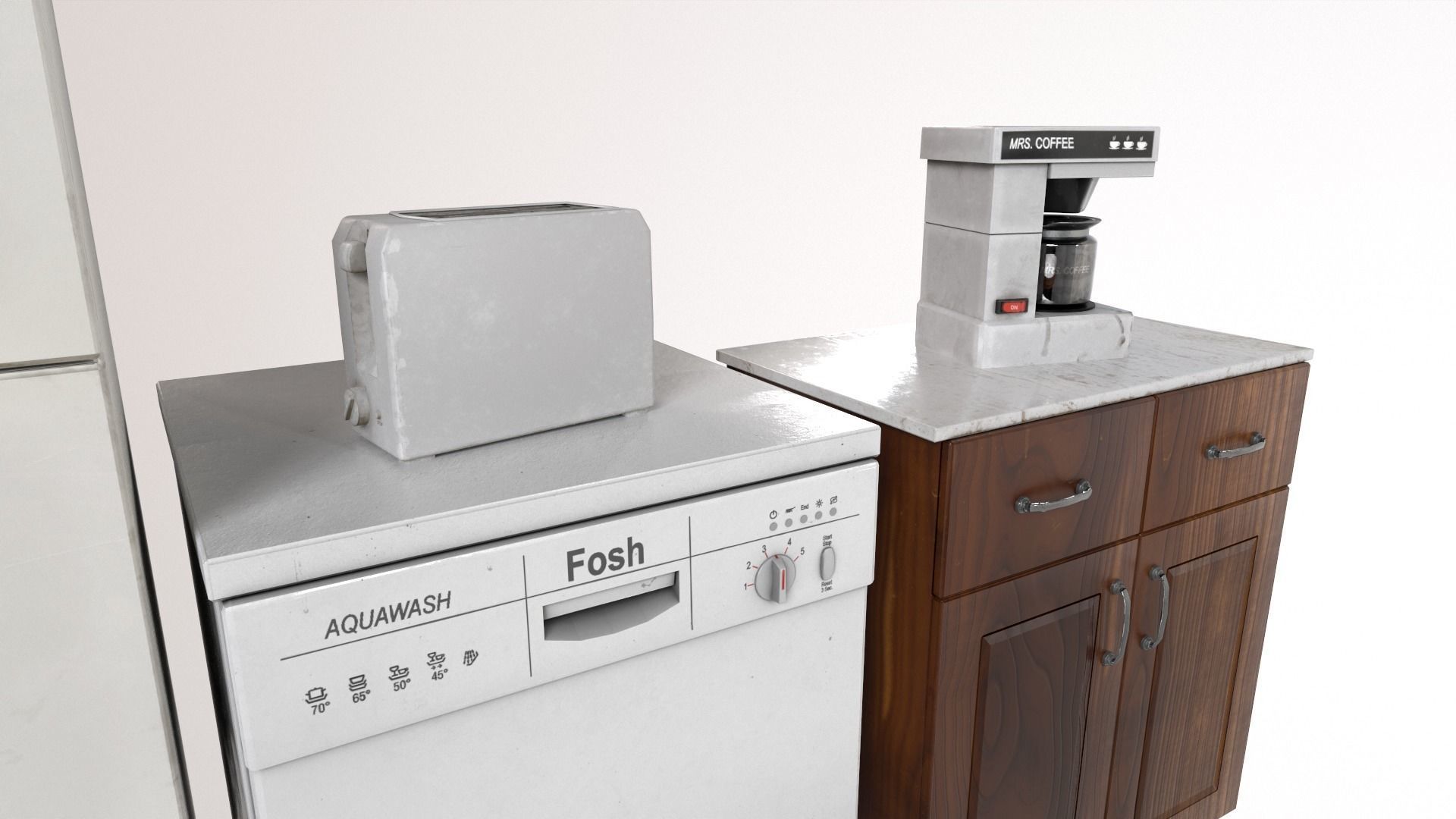 Kitchen Pack 90s Low-poly 3D model_10