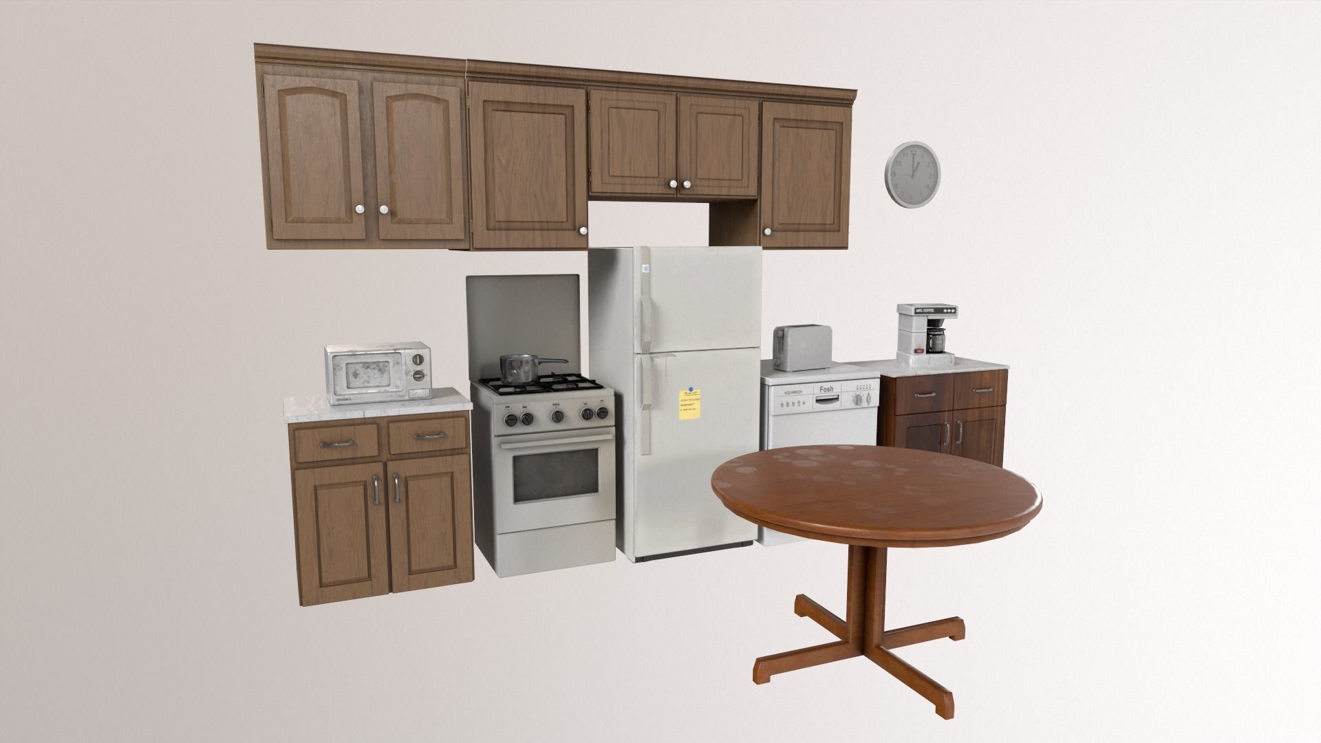 Kitchen Pack 90s Low-poly 3D model_2