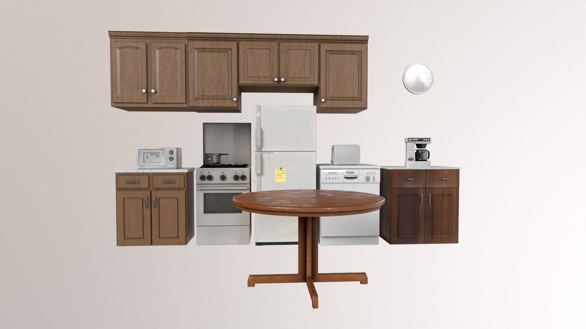 Kitchen Pack 90s Low-poly 3D model_4