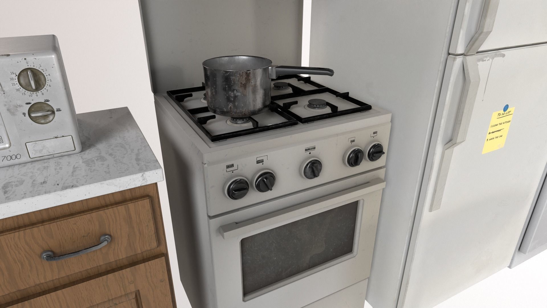 Kitchen Pack 90s Low-poly 3D model_8