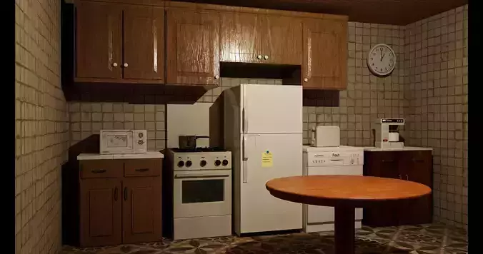 Kitchen Pack 90s Low-poly 3D model