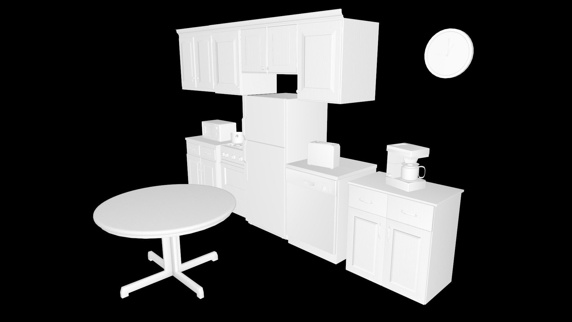 Kitchen Pack 90s Low-poly 3D model_15