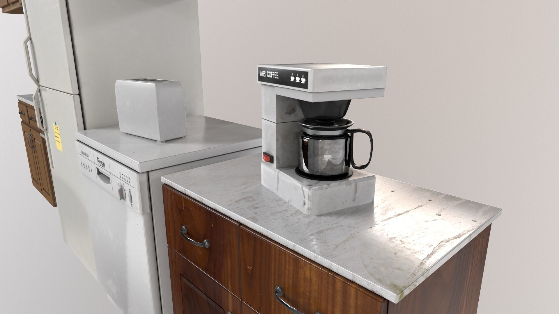 Kitchen Pack 90s Low-poly 3D model_11